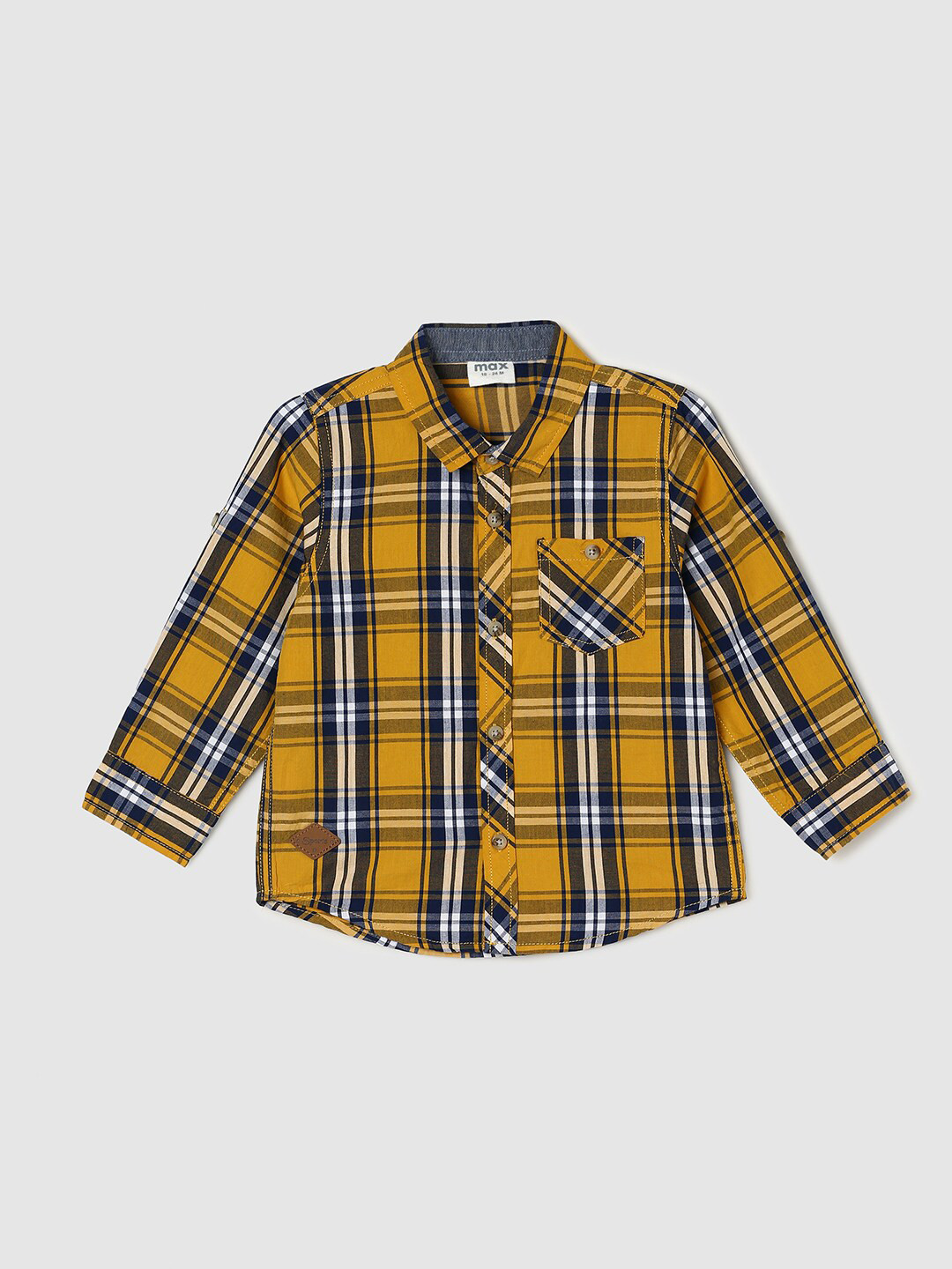 Boys Tartan Checked Shirt Green Blue main image 0