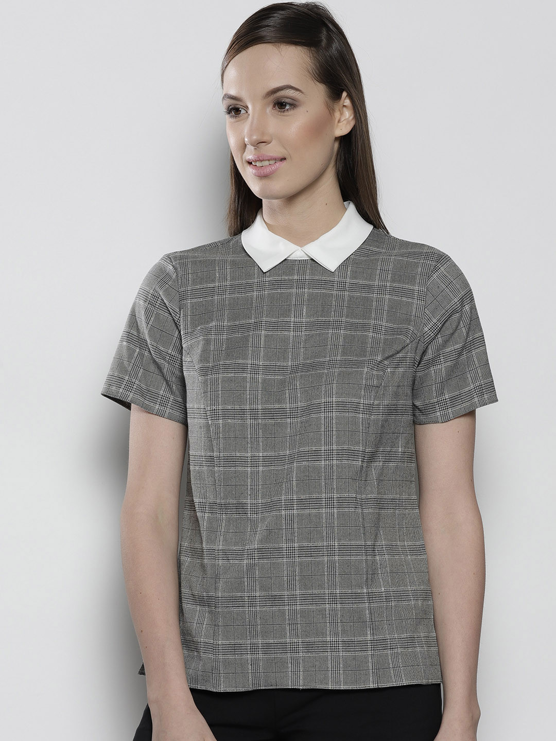 Buy DOROTHY PERKINS Women Grey Checked Top Tops for Women 2448092