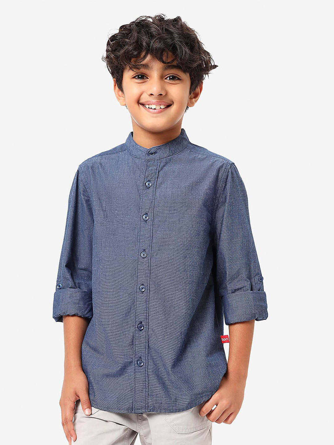 Buy BONKIDS Boys Band Collar Casual Cotton Shirt Shirts for Boys