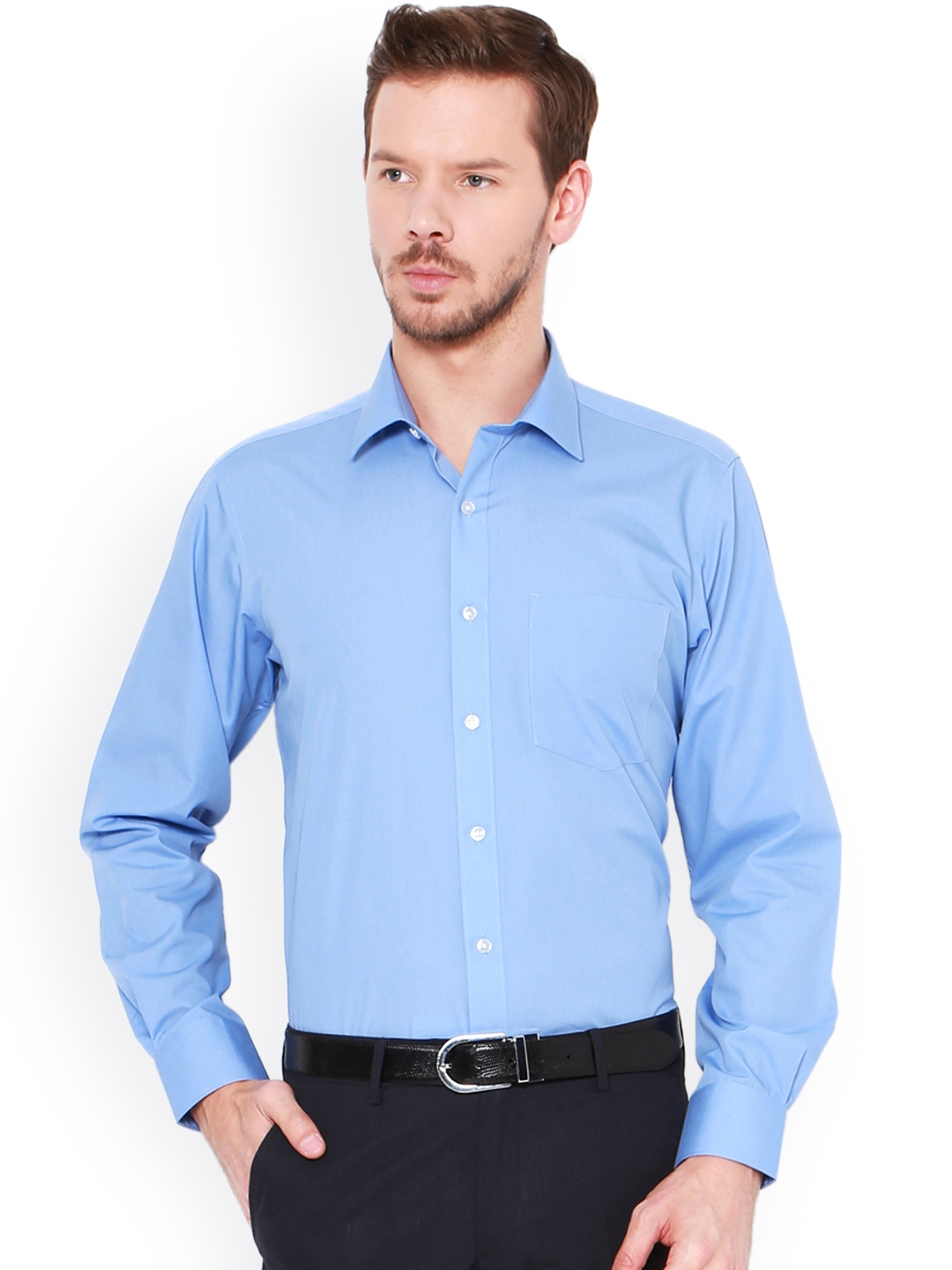 Buy Van Heusen Men Blue Solid Regular Fit Formal Shirt - Shirts for Men ...