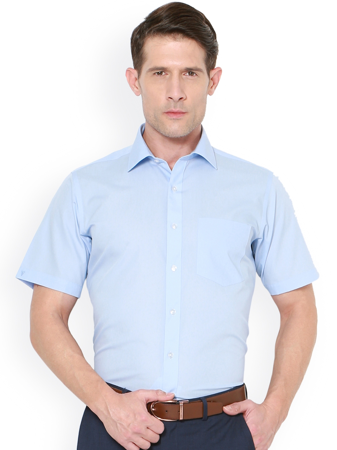 Buy Van Heusen Men Blue Regular Fit Solid Formal Shirt - Shirts for Men ...