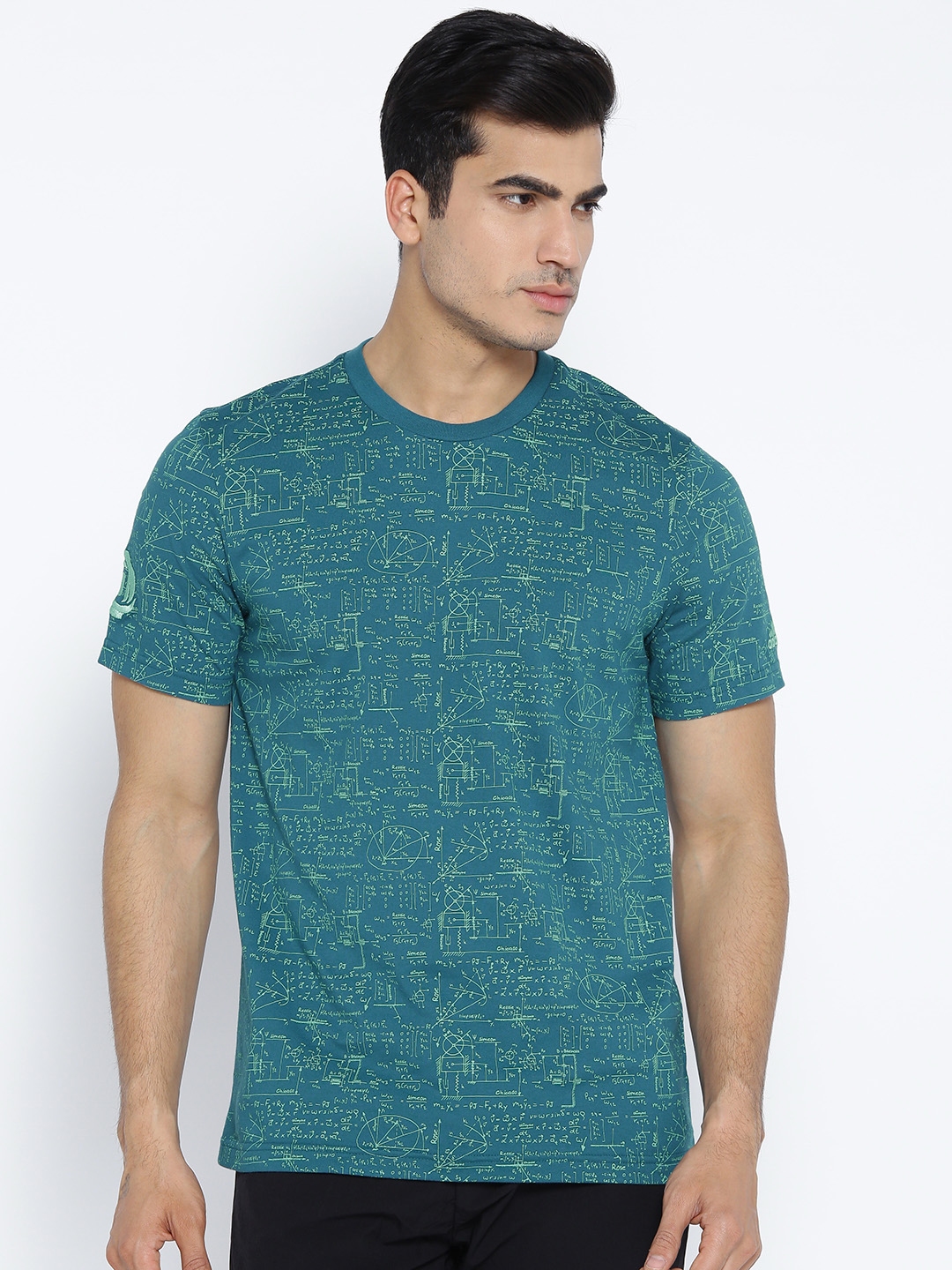 Buy ADIDAS Men Teal Blue Printed Basketball T Shirt - Tshirts for Men ...