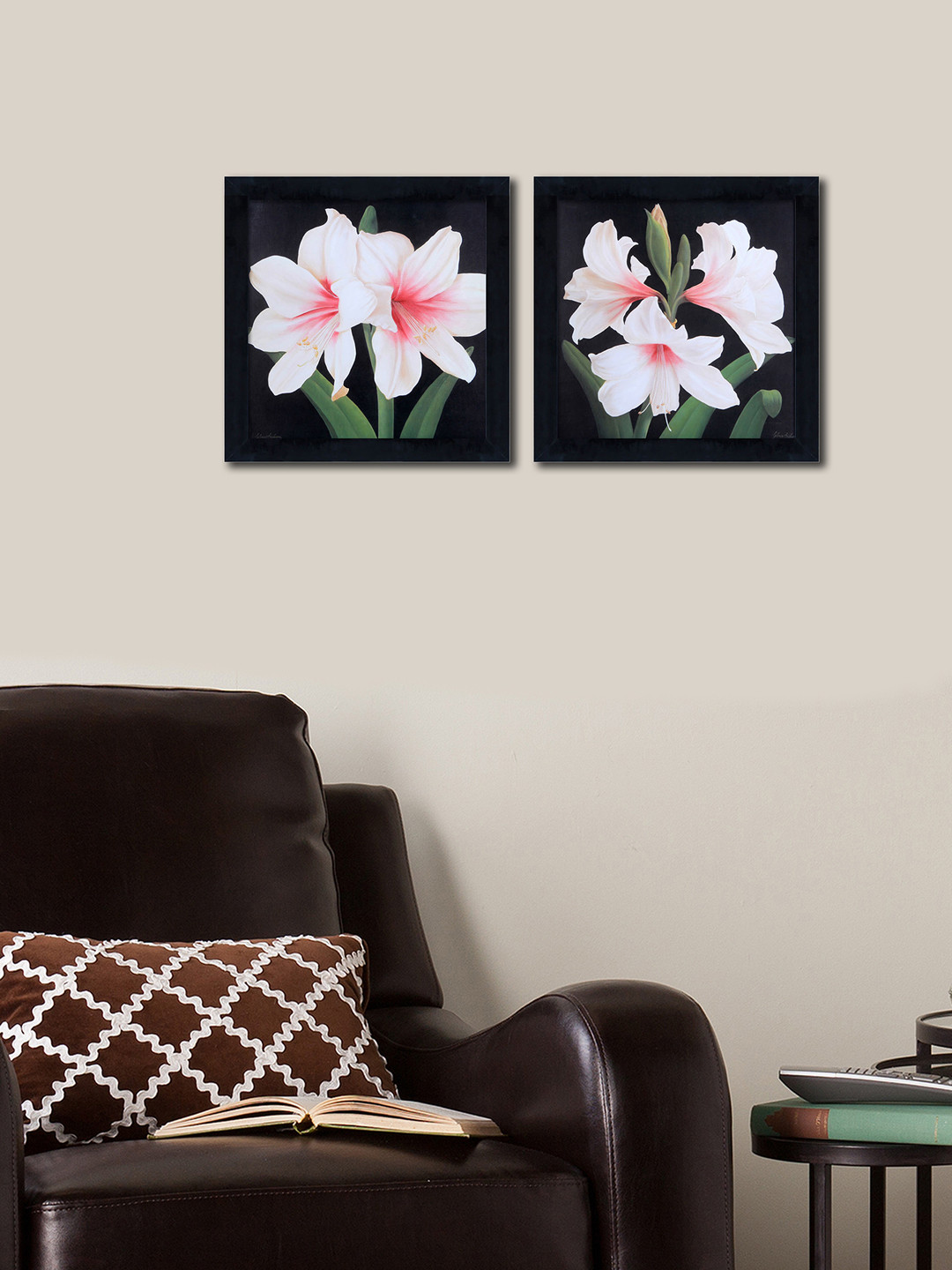 Buy Elegant Arts & Frames Black & White Set Of 2 Floral Wall Art Wall