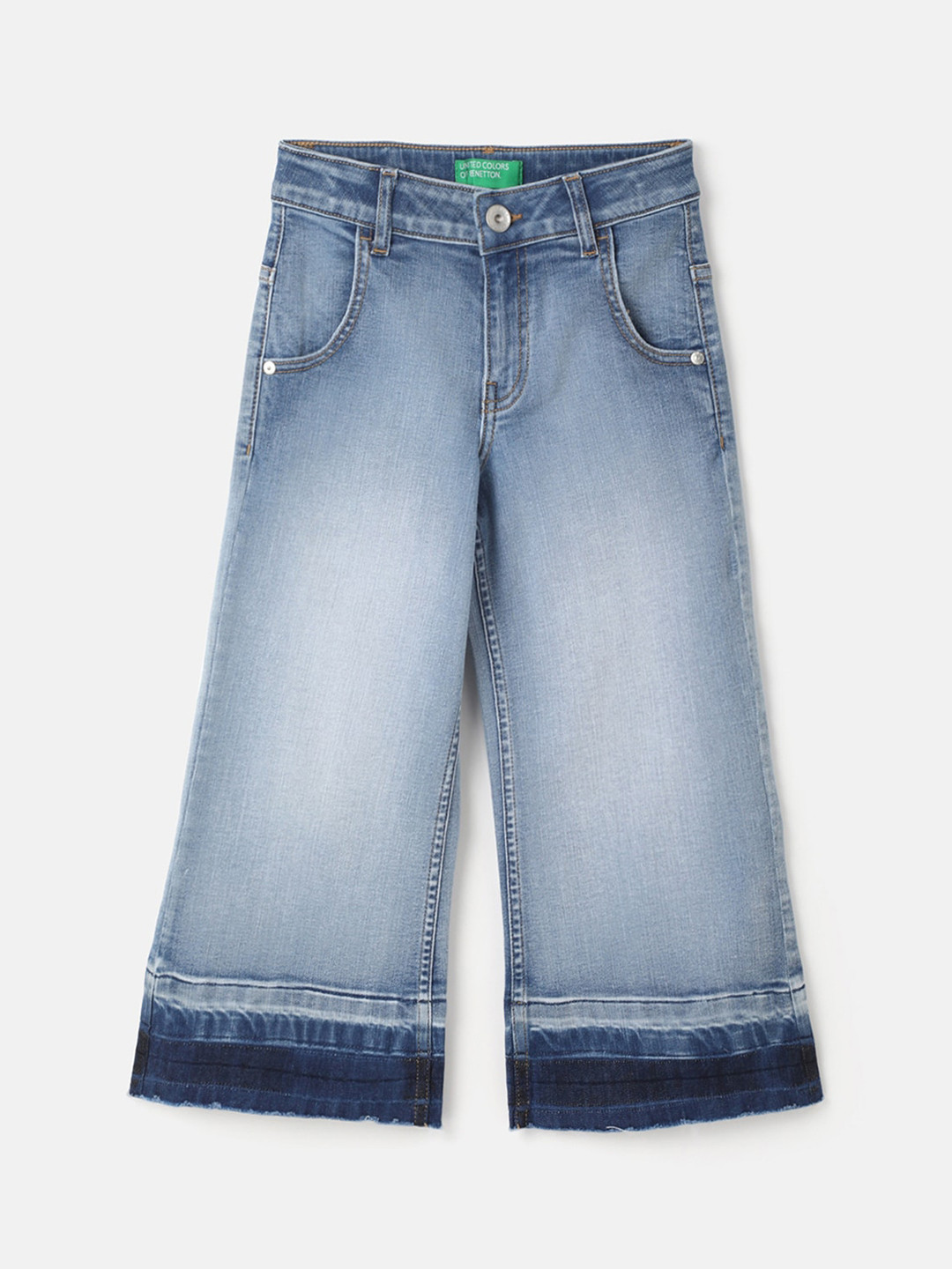 Jeans Para Niñas United Colors Of Benetton - Skinny Fit, Cintura Alta, Lavado Stonewash