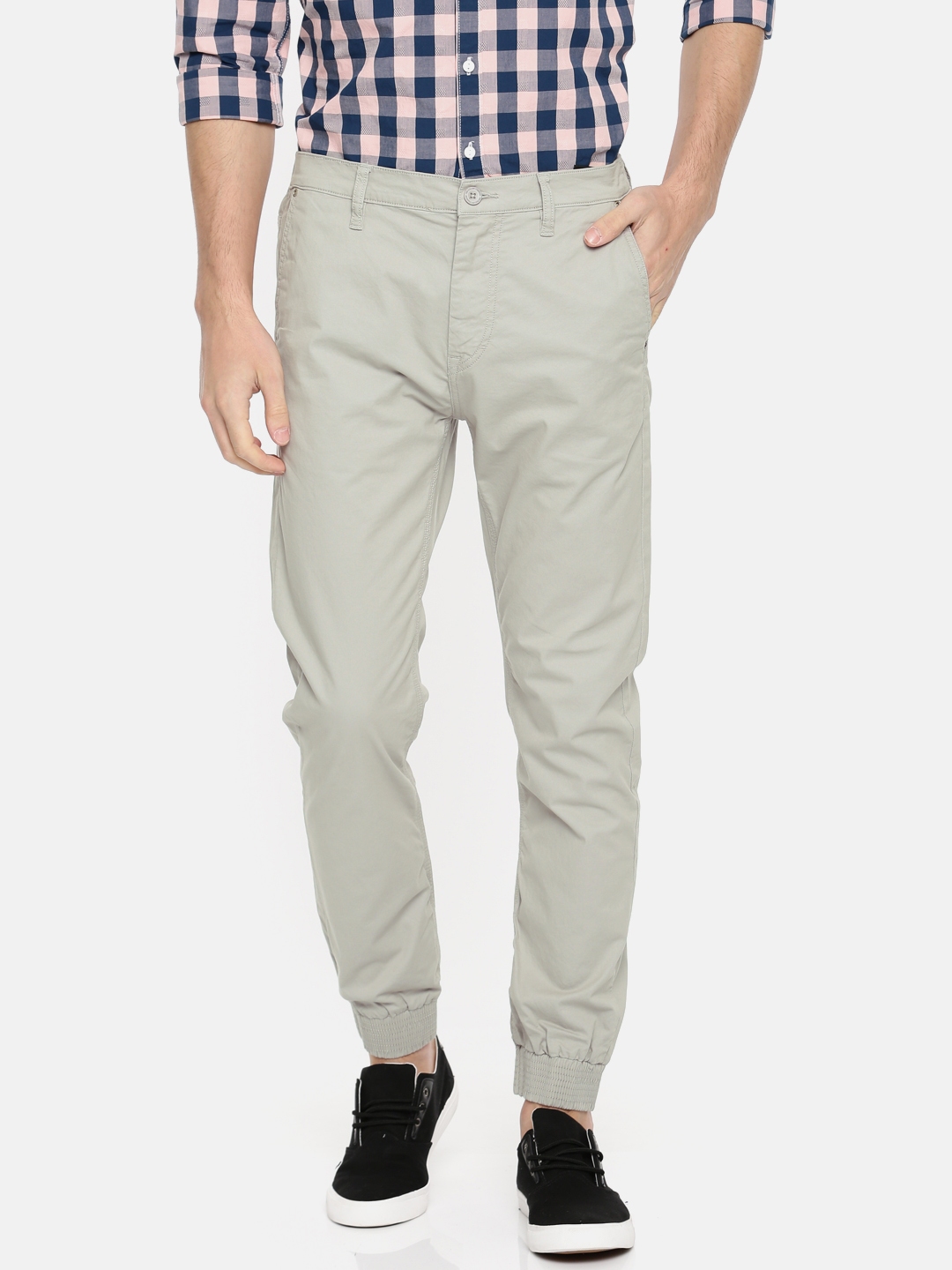 Buy Lee Men Grey Slim Fit Solid Joggers - Trousers for Men 2451493 | Myntra