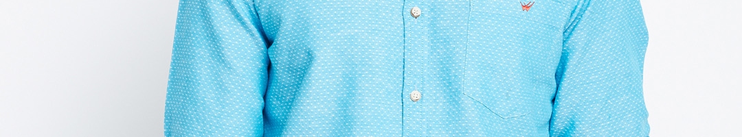 Buy Wills Lifestyle Men Blue Slim Fit Self Design Casual Shirt - Shirts ...