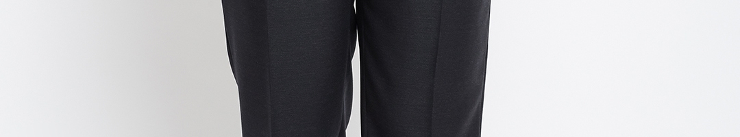Buy Wills Lifestyle Men Black Regular Fit Solid Woollen Formal Trousers ...