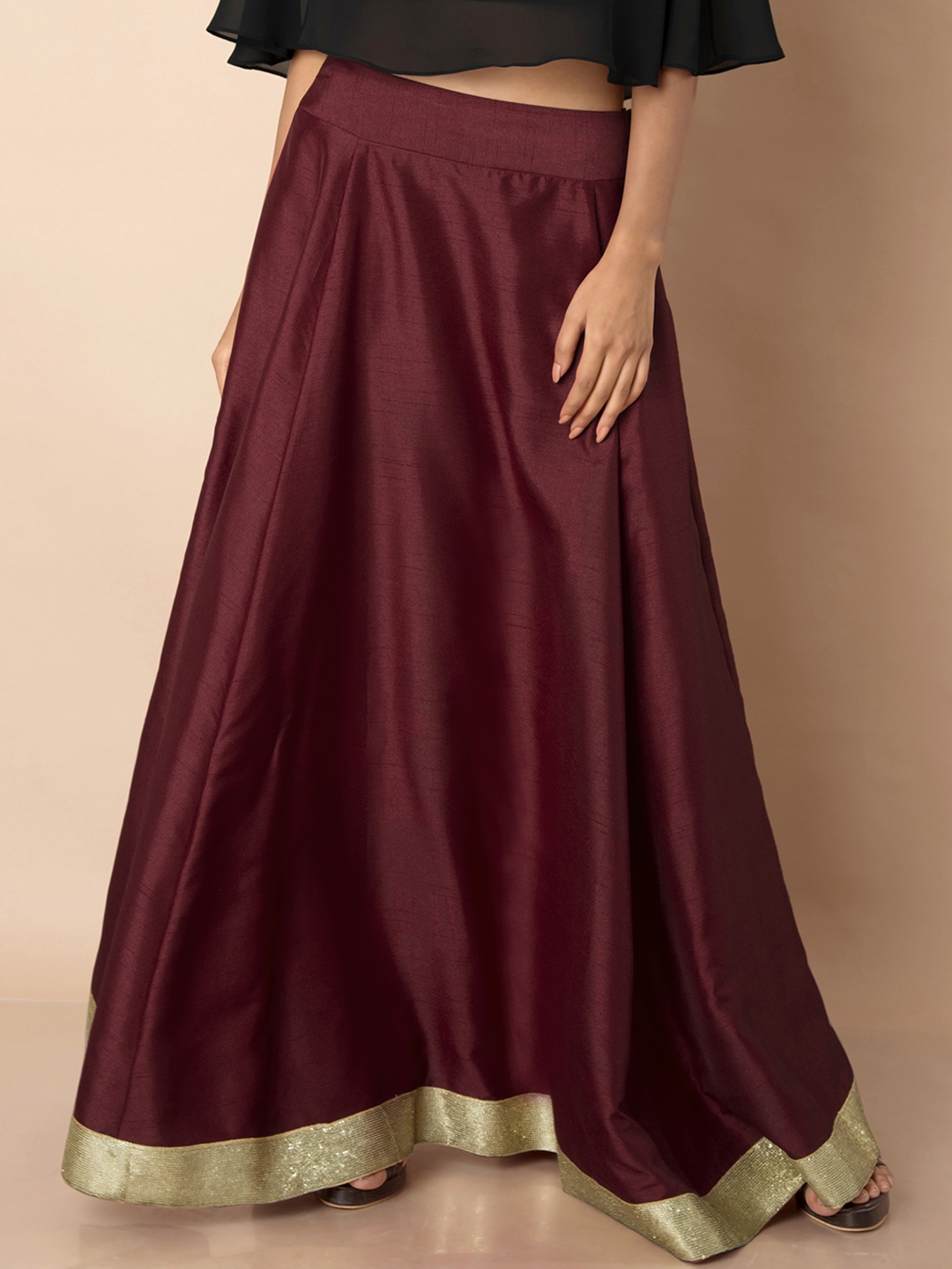 long maroon maxi skirt