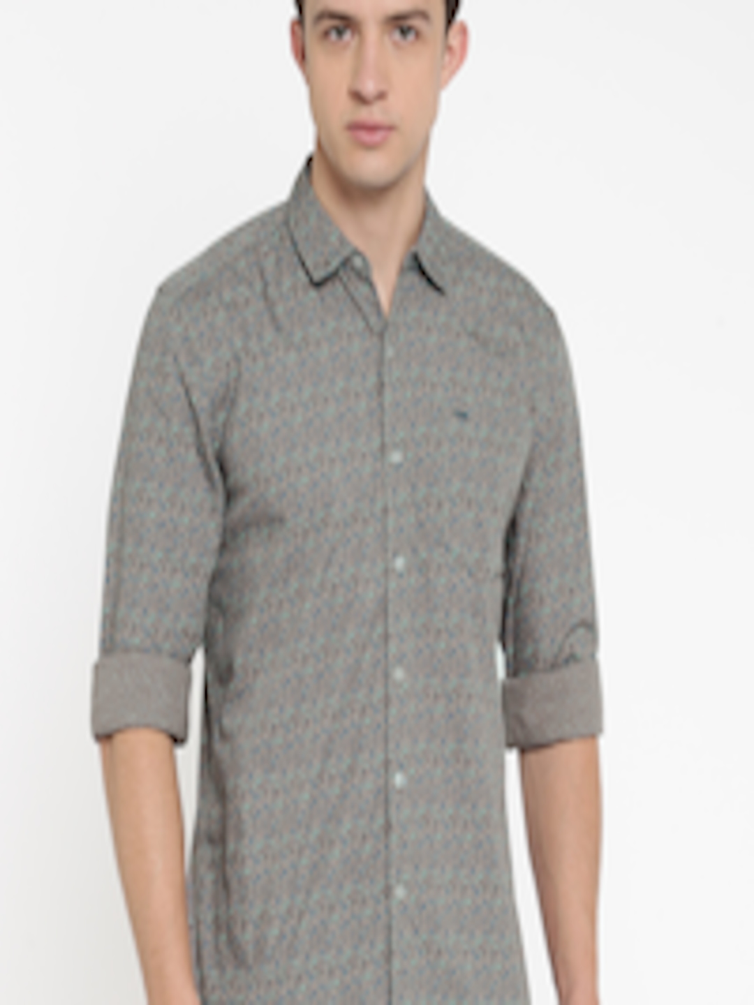 Buy Lee Men Grey Slim Fit Printed Casual Shirt - Shirts for Men 2452328 ...