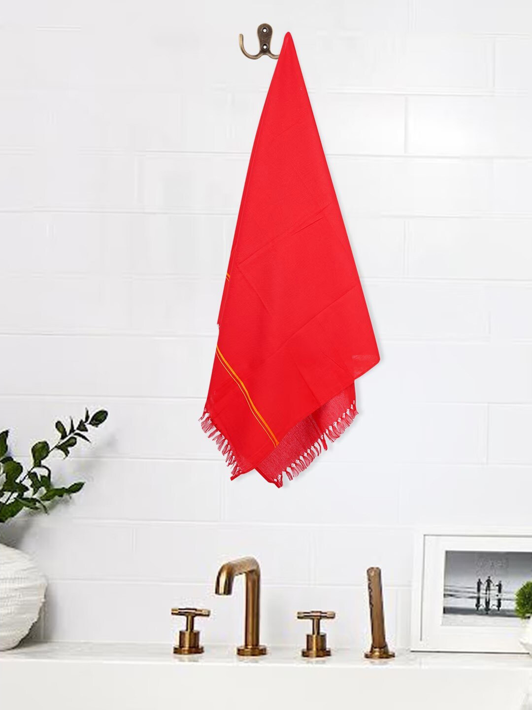 Buy Ramraj Red 5 Pieces Pure Cotton Towels Bath Towels for Unisex