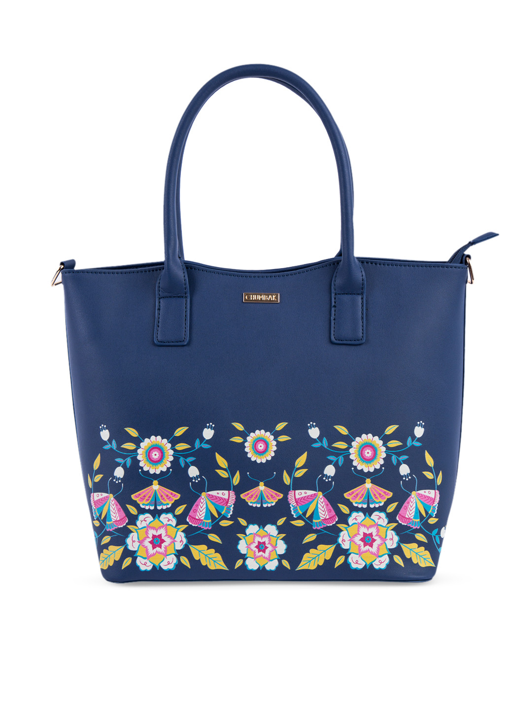 Buy Chumbak Navy Blue Printed Tote Bag Handbags for Women 2453119