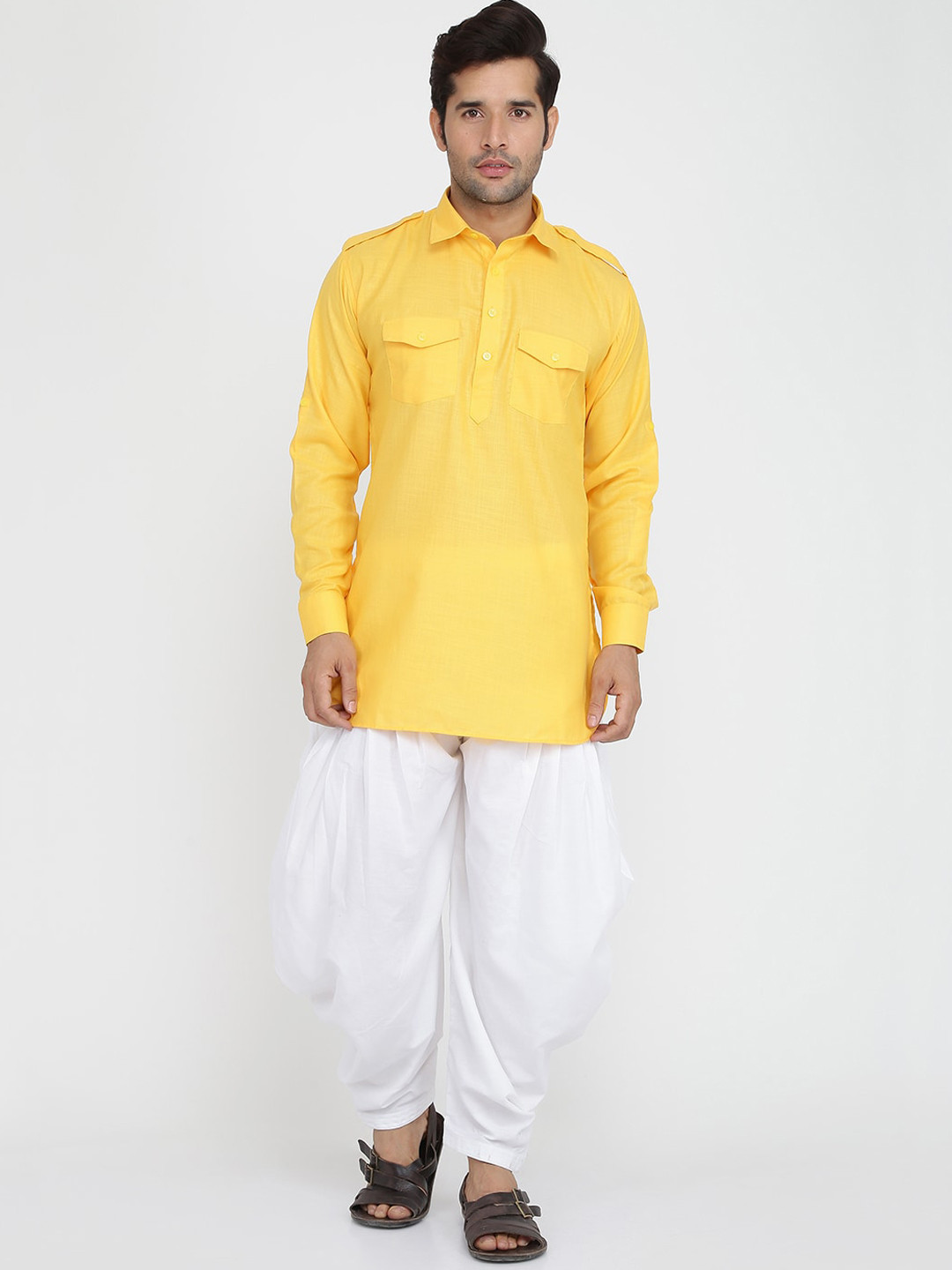 Royal Set Churidar Pathani Kurta Misto Seta Uomo, Rosso, 40