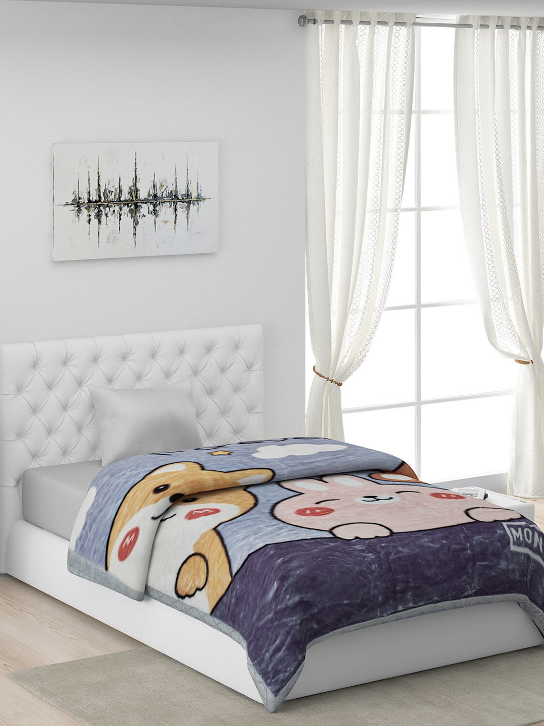 Buy Monte Carlo Blue Cartoon Characters Heavy Winter Single Bed Blanket