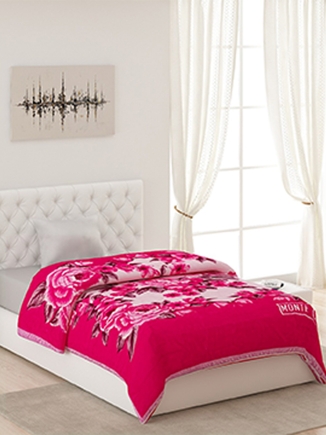 Buy Monte Carlo Pink Floral 3000 GSM Heavy Winter Single Bed Blanket