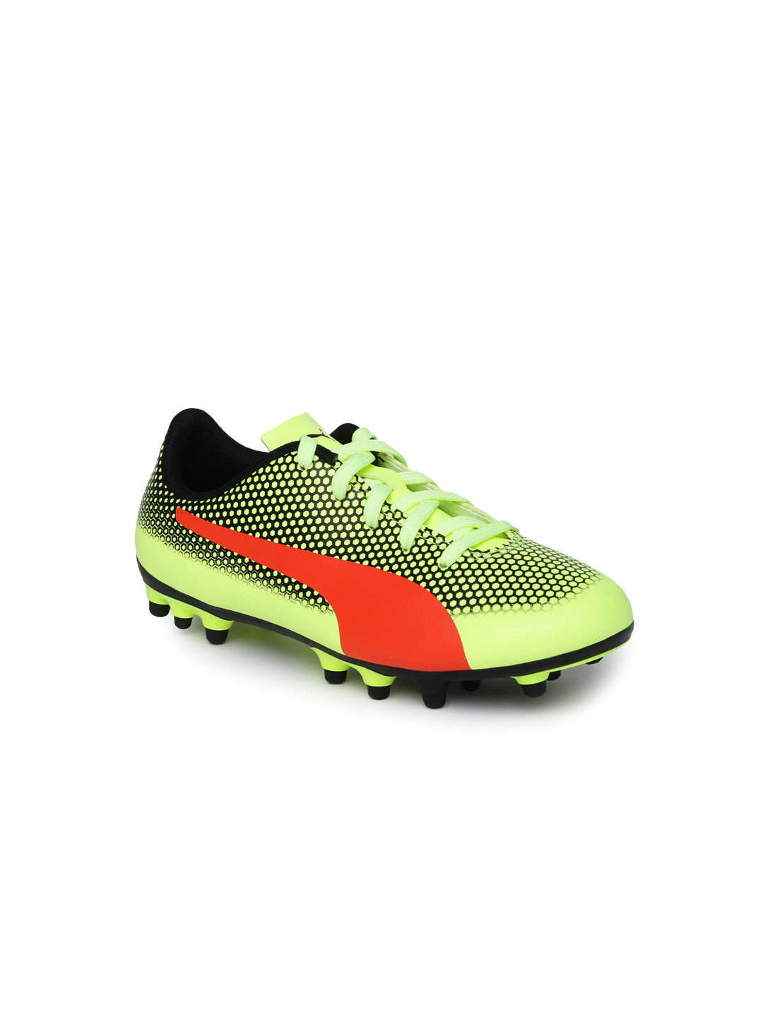 Buy PUMA Boys Fluorescent Green & Black Printed Spirit Artificial Grass ...
