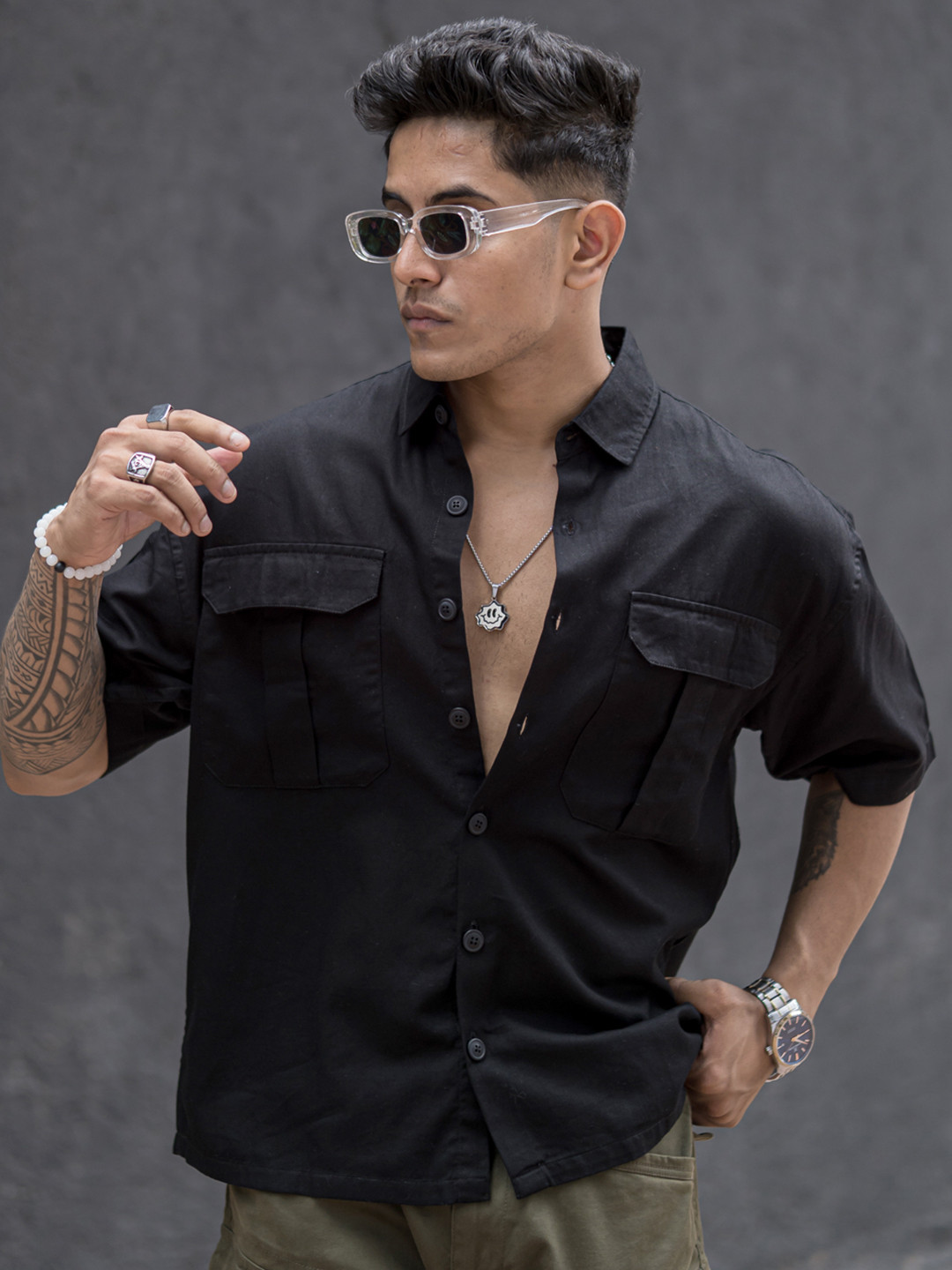 Powerlook Buy Powerlook Men Black Opaque Casual Shirt - Shirts for Men 24551706 ...
