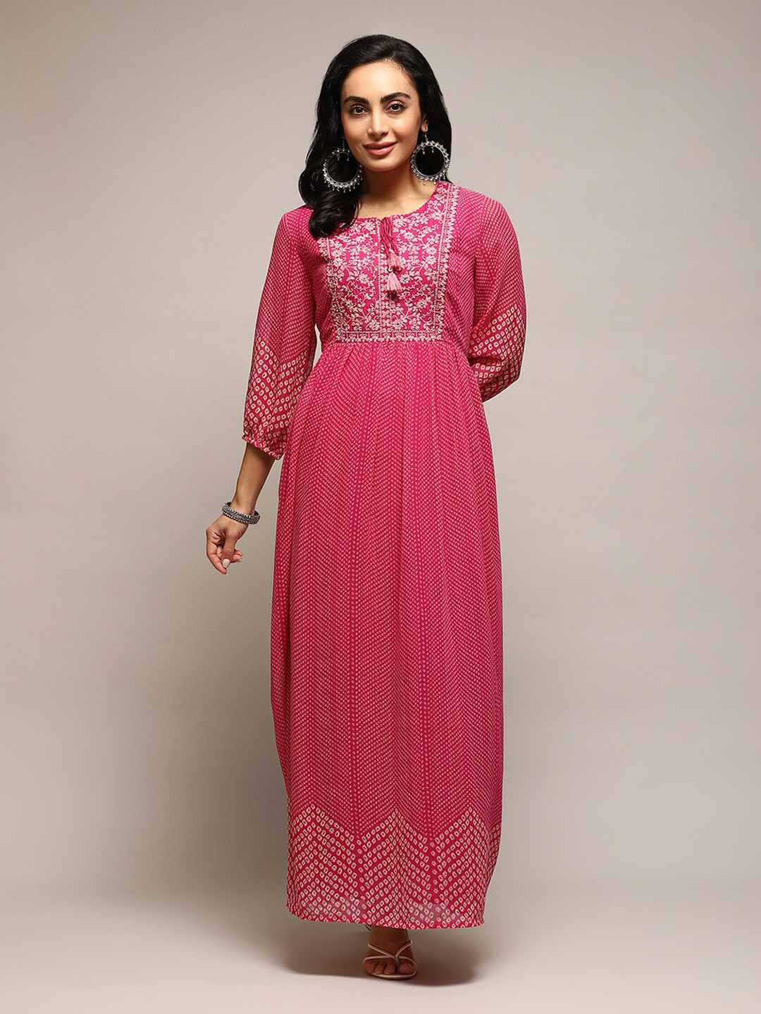 Buy Biba Ethnic Motifs Printed Embroidered Detail Maxi Fit & Flare