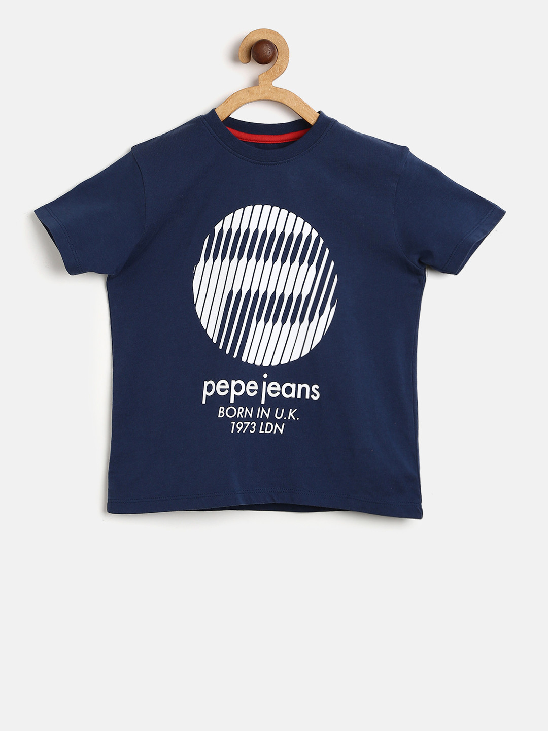 Buy Pepe Jeans Boys Navy Blue Printed Round Neck Pure Cotton T Shirt