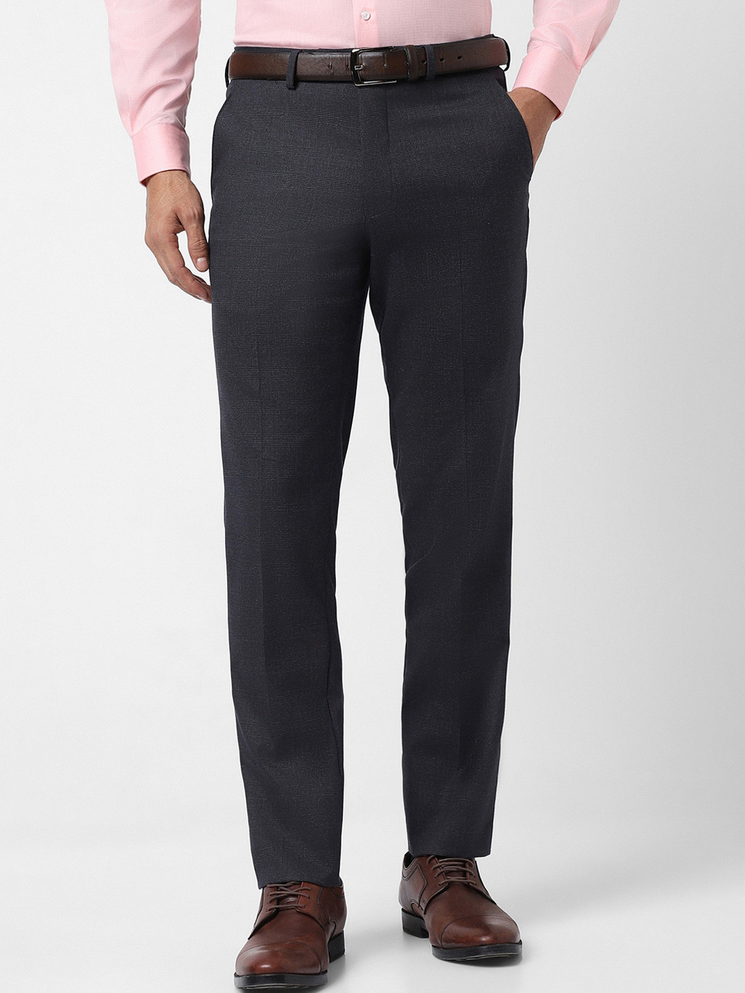 Buy Van Heusen Men Grey Slim Fit Formal Trousers - Trousers for Men ...