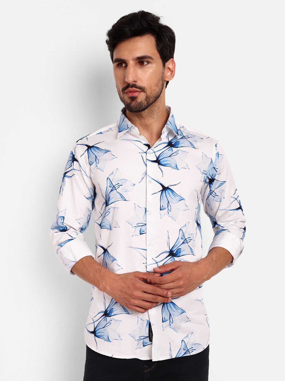 Buy Urban Scissors India Slim Slim Fit Floral Printed Spread Collar