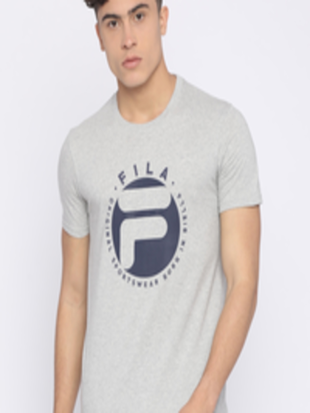 Buy FILA Men Grey Melange Printed Round Neck T Shirt - Tshirts for Men ...