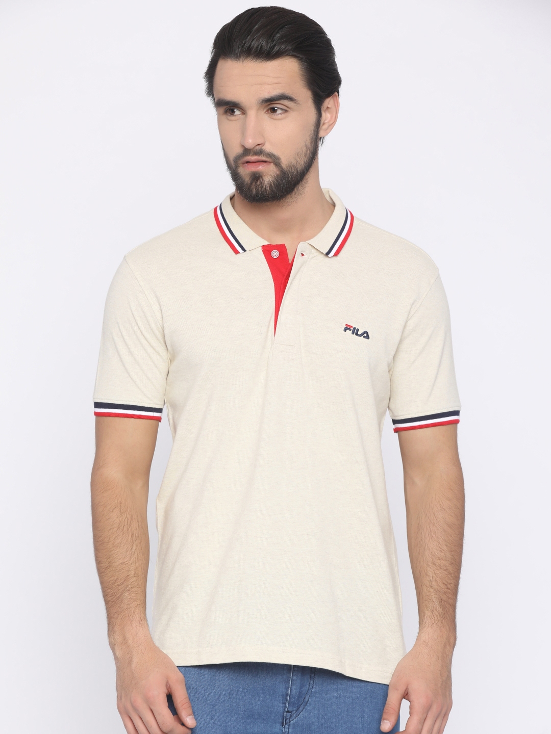 Buy FILA Men Beige Solid Polo Collar T Shirt - Tshirts for Men 2458008 | Myntra