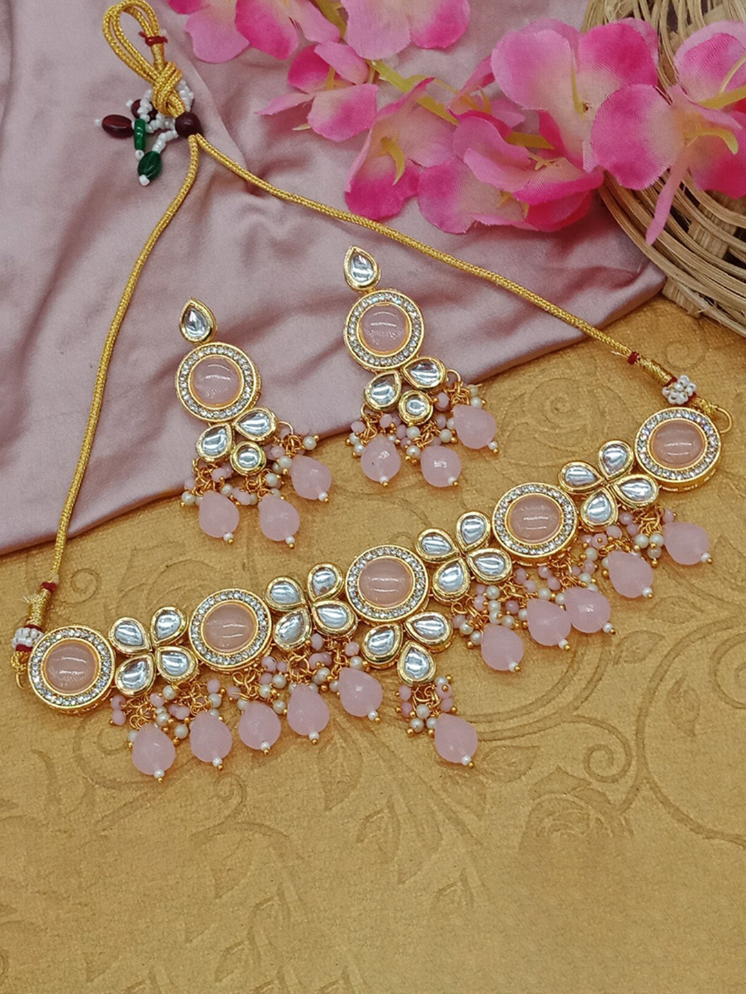 Buy AASHISH IMITATION Gold Plated Kundan Studded & Beaded Jewellery Set