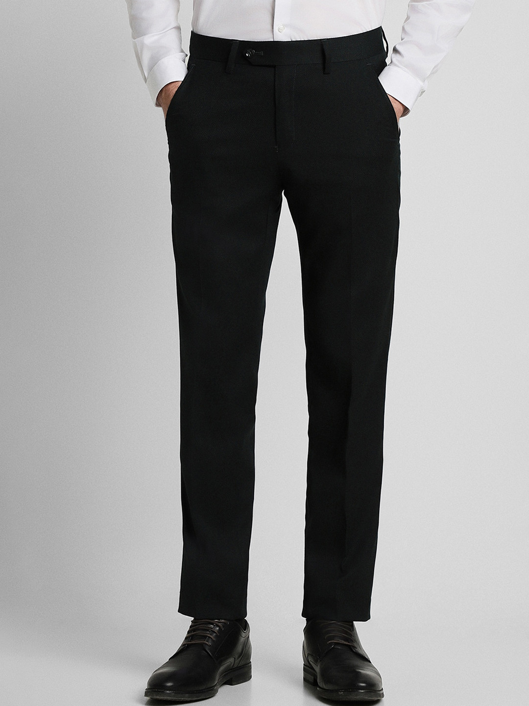 Buy Peter England Elite Men Slim Fit Mid Rise Formal Trousers ...