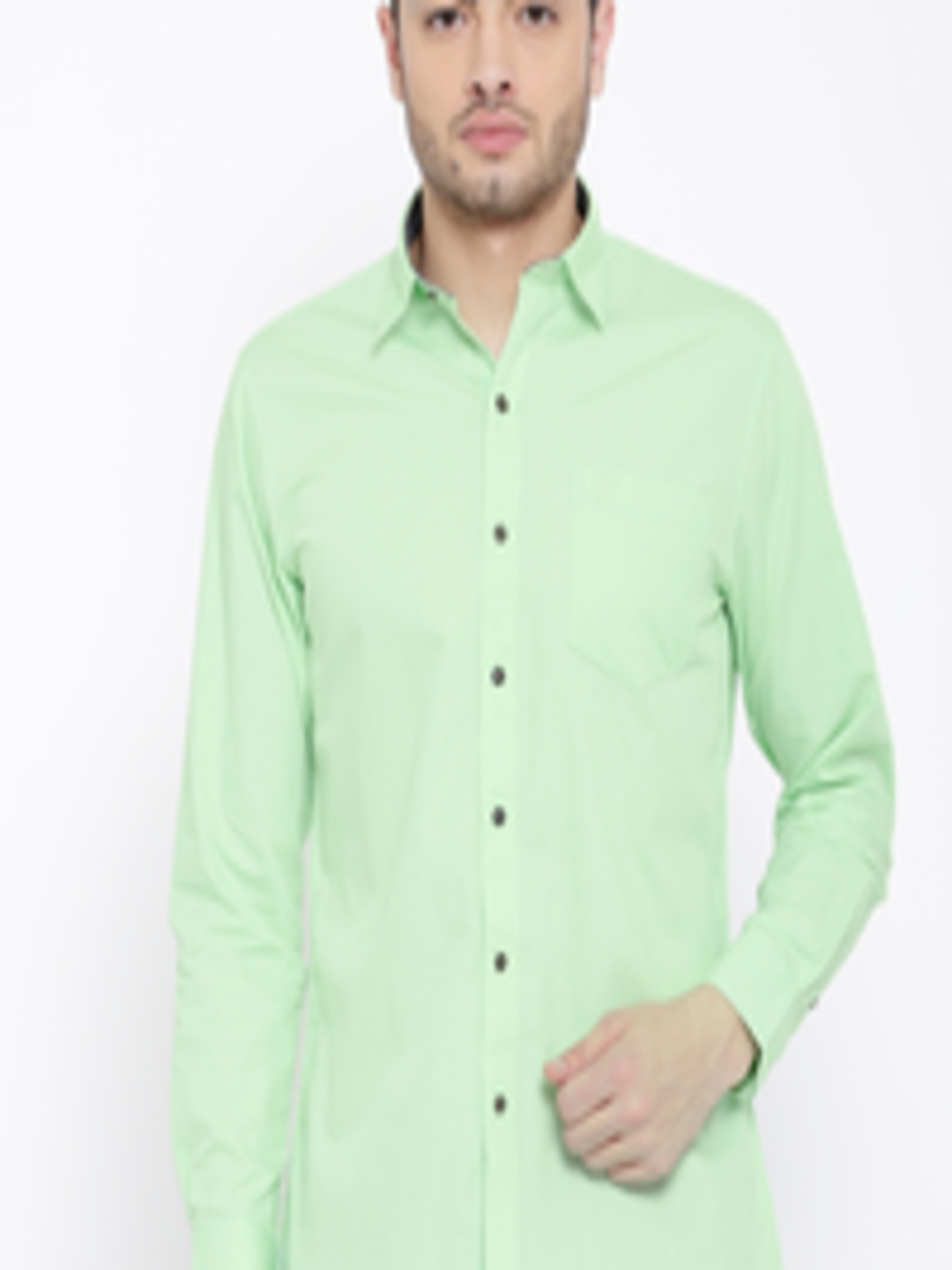 Buy Duke Men Sea Green Smart Regular Fit Self Design Casual Shirt ...