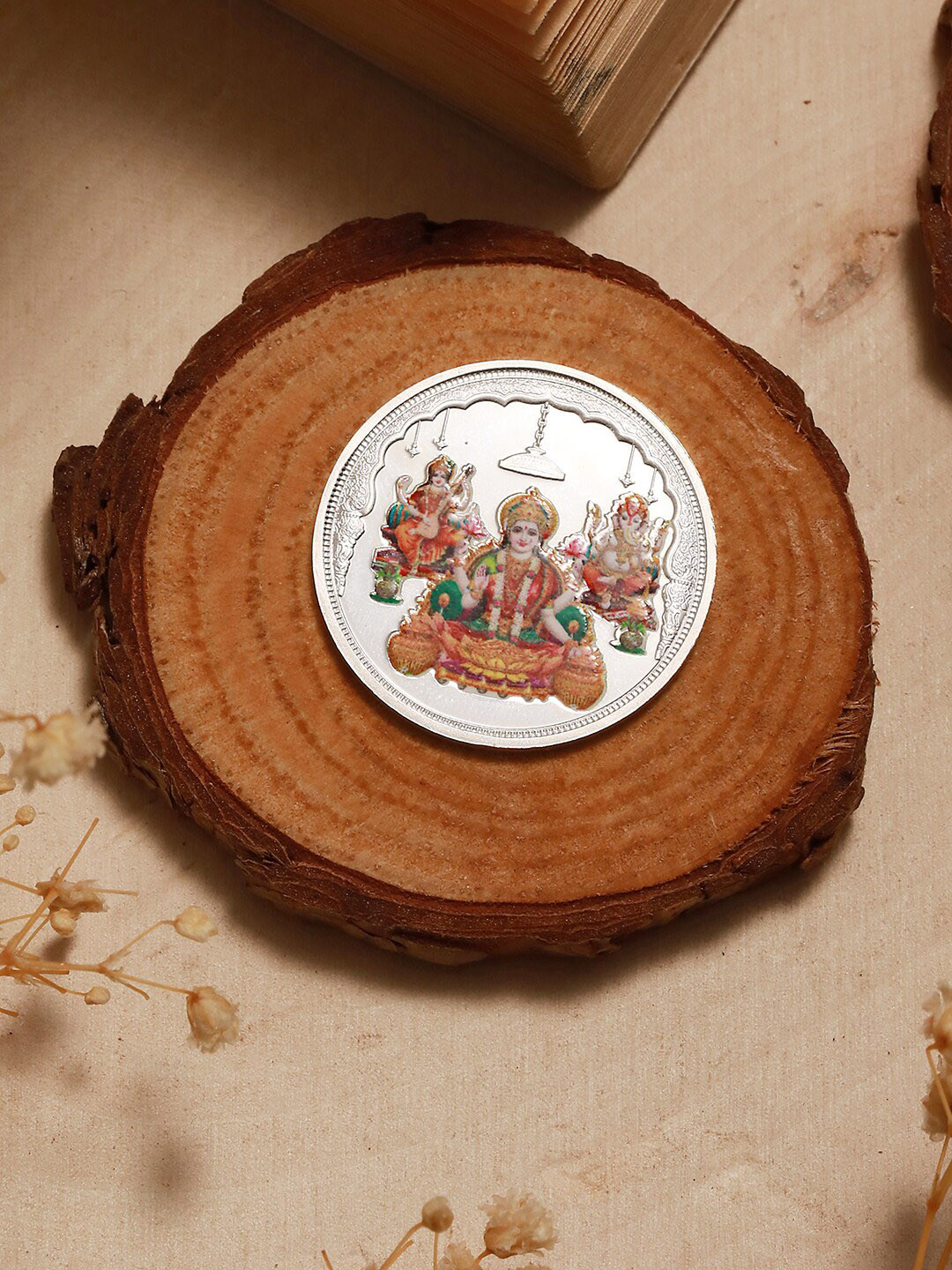 Stampa HD della dea Lakshmi, Saraswati e Lord Ganesha con cornice