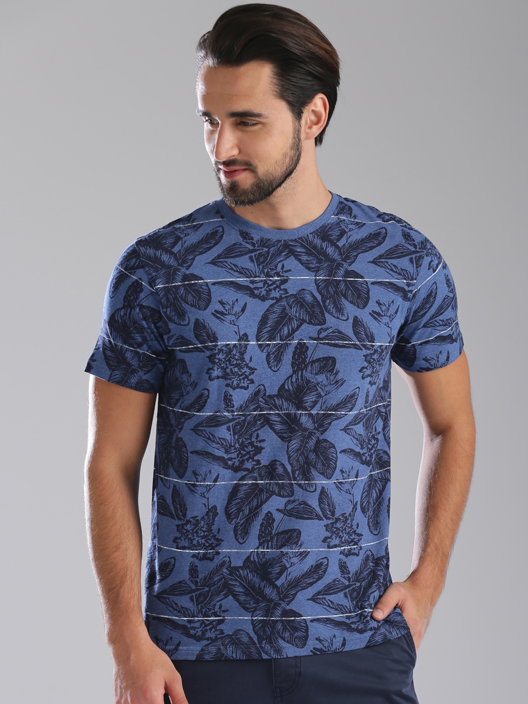 Buy Bossini Men Blue Printed Round Neck T Shirt - Tshirts for Men ...