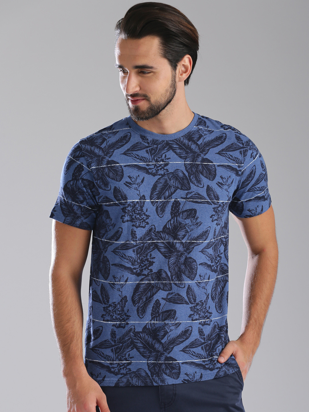 Buy Bossini Men Blue Printed Round Neck T Shirt Tshirts for Men