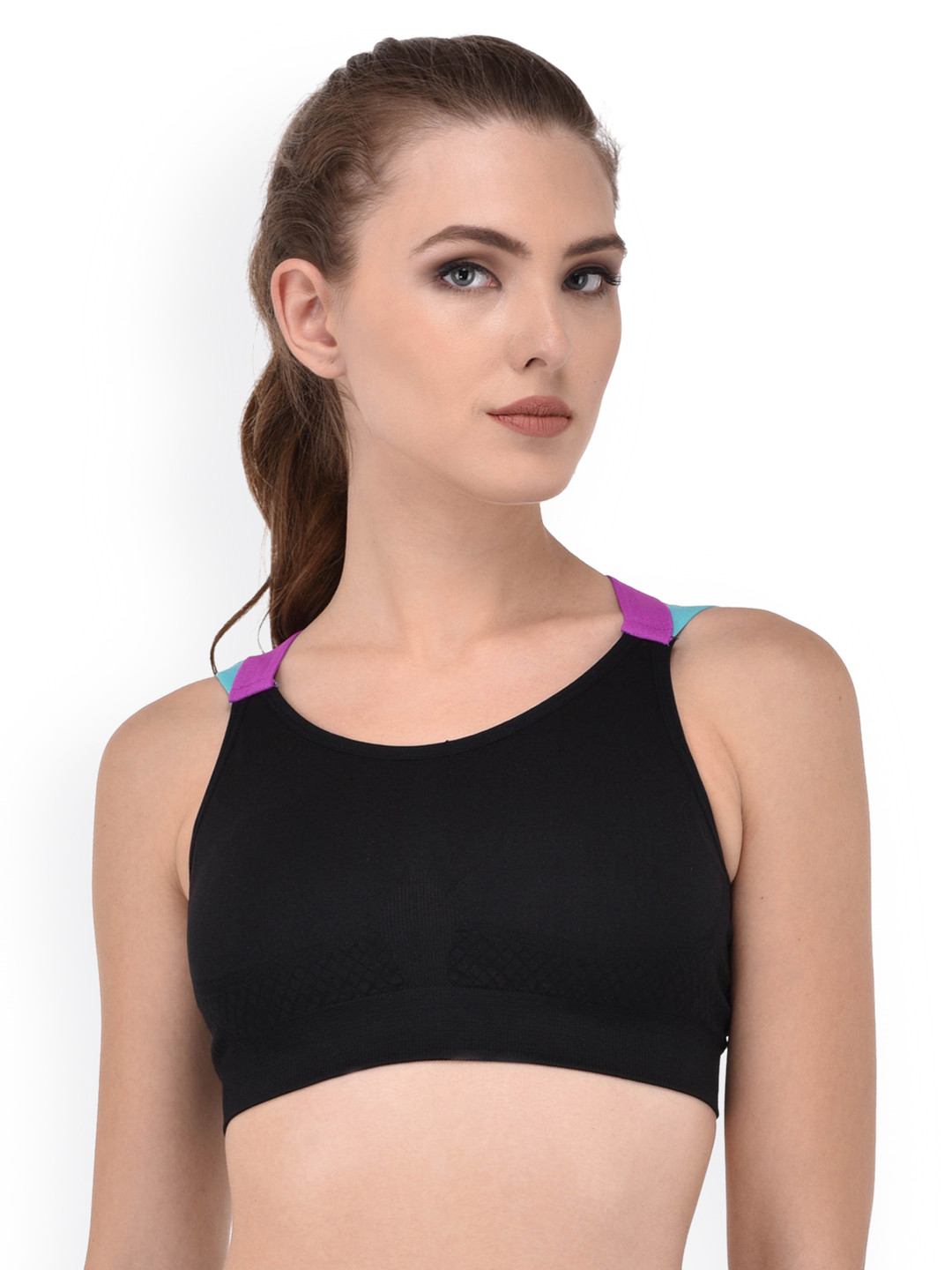 Buy PrettyCat Black Solid Non Wired Lightly Padded Sports Bra PCSB20005