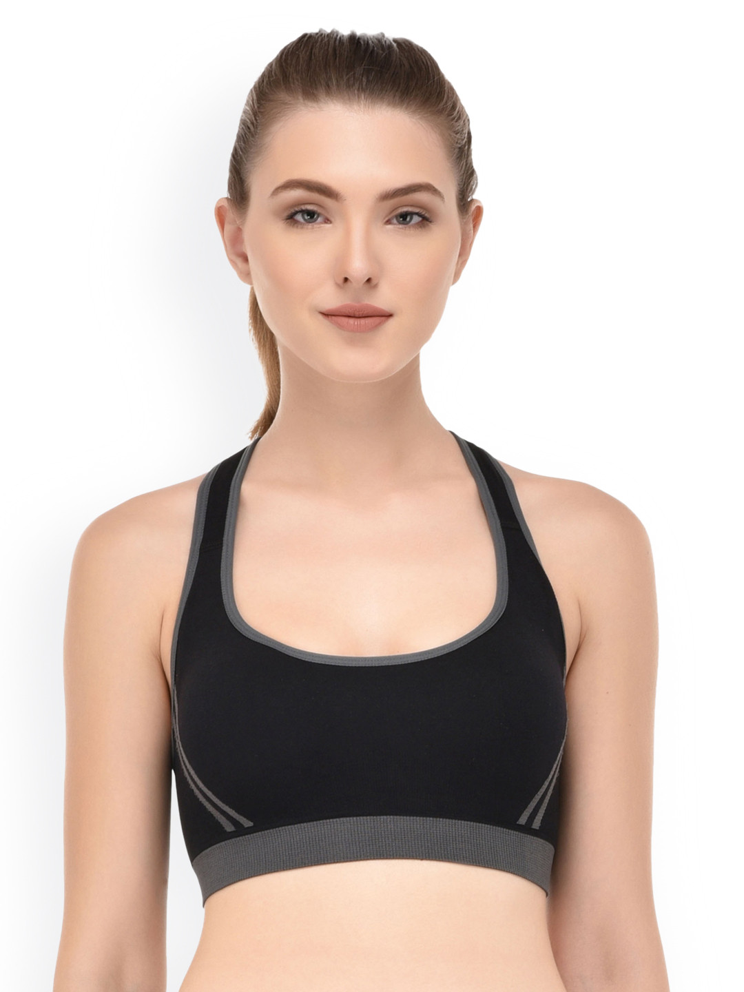 Buy PrettyCat Black Solid Non Wired Lightly Padded Sports Bra PCSB9976