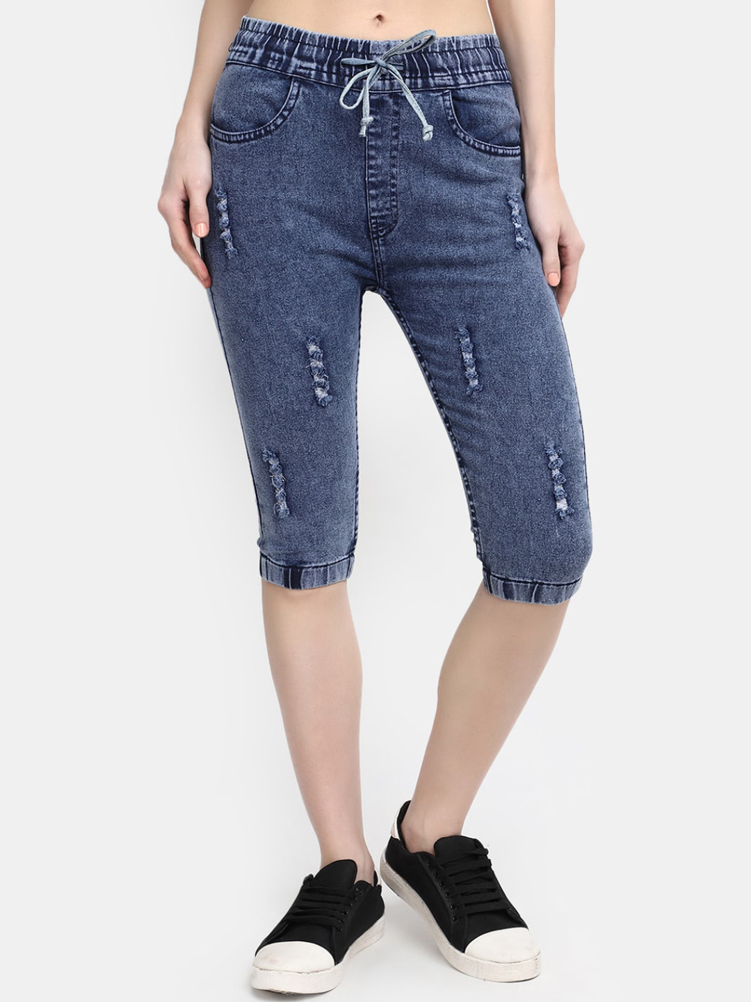 Buy V Mart Women Distressed Denim Capris Capris for Women 24632808