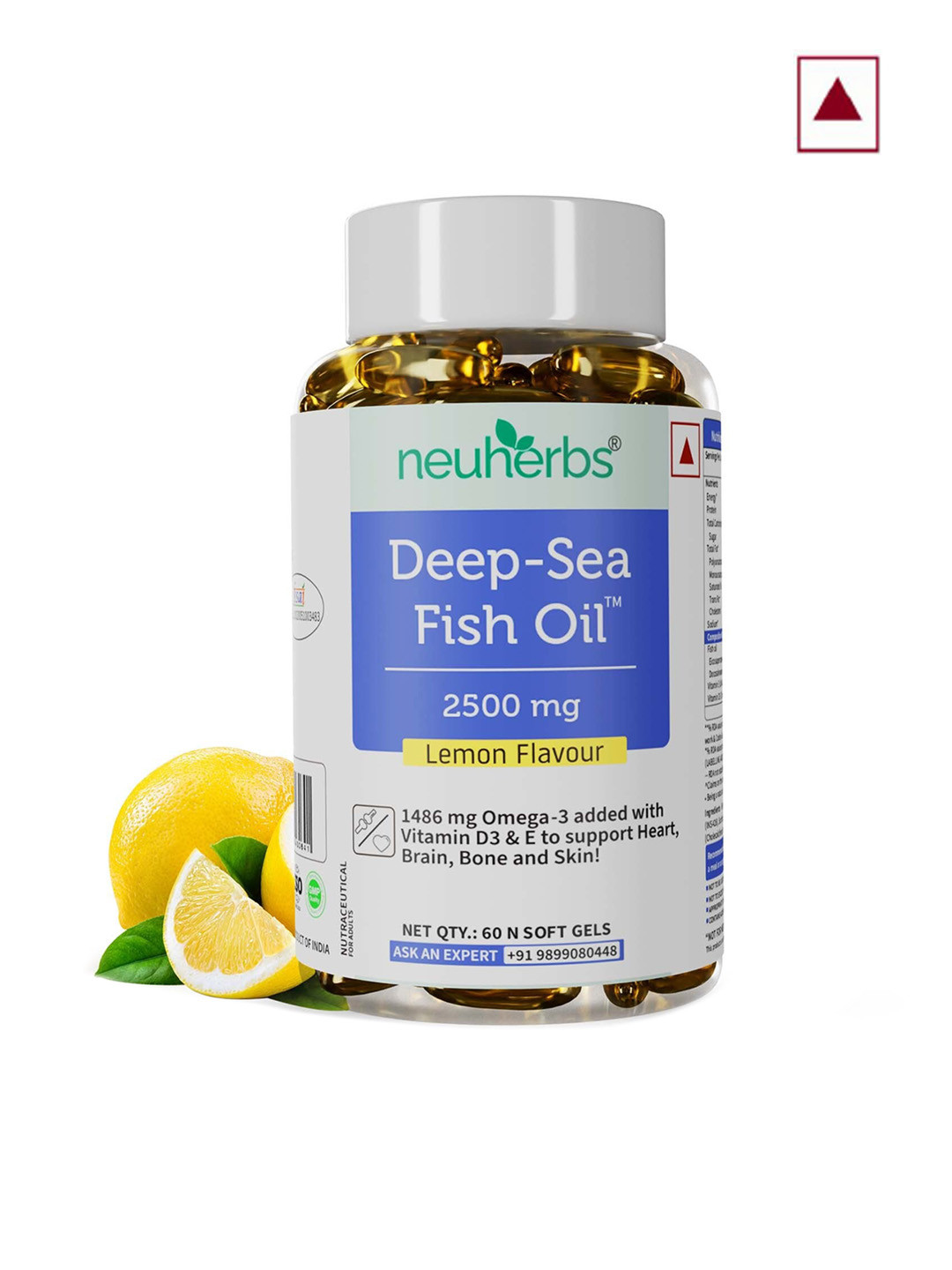 Buy Neuherbs Deep Sea Fish Oil Lemon Flavoured Softgels 60 Softgels Nutrition And Wellbeing