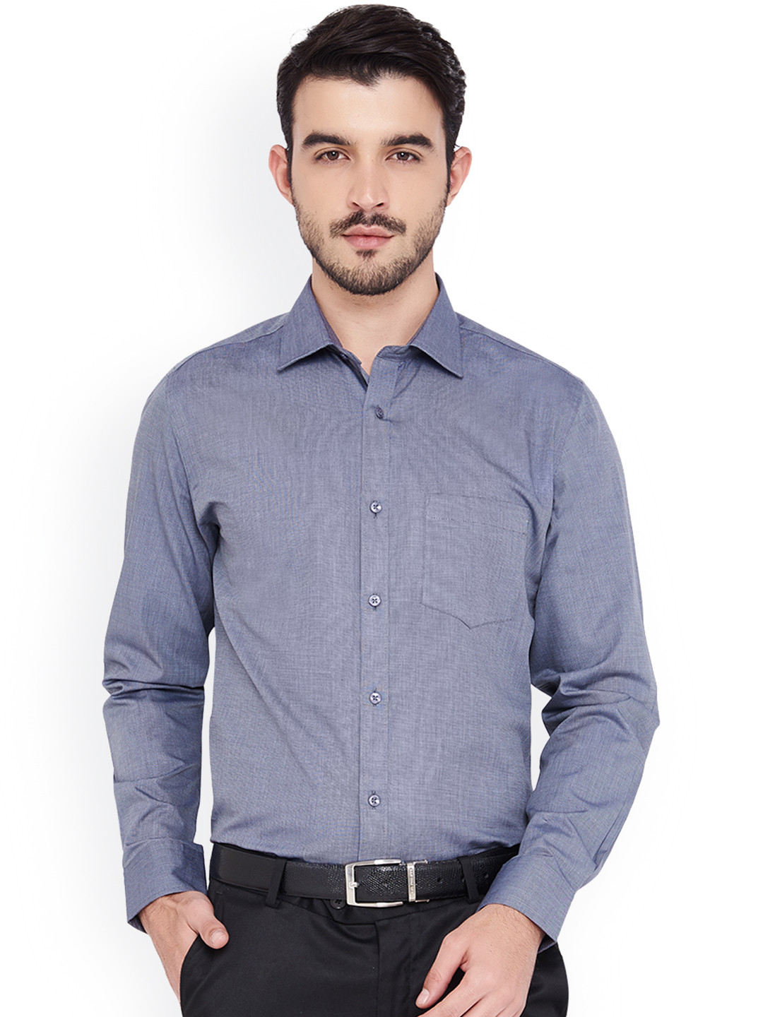 Buy IVOC Men Grey Slim Fit Solid Formal Shirt Shirts for Men 2463894