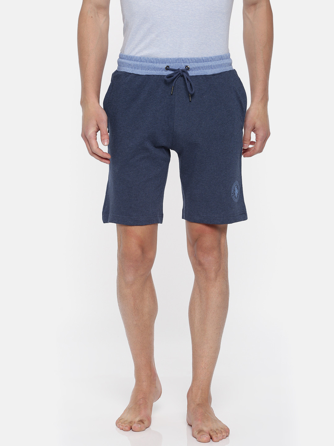 Buy U.S. Polo Assn. Men Blue Solid Lounge Shorts I635 433 CP Lounge
