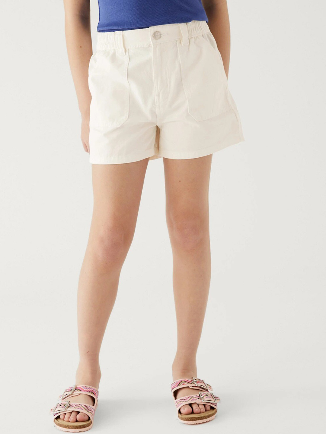 Short Sweat Fille Marks & Spencer – Bleu, Coton, Taille 6-7 Ans, Cordon