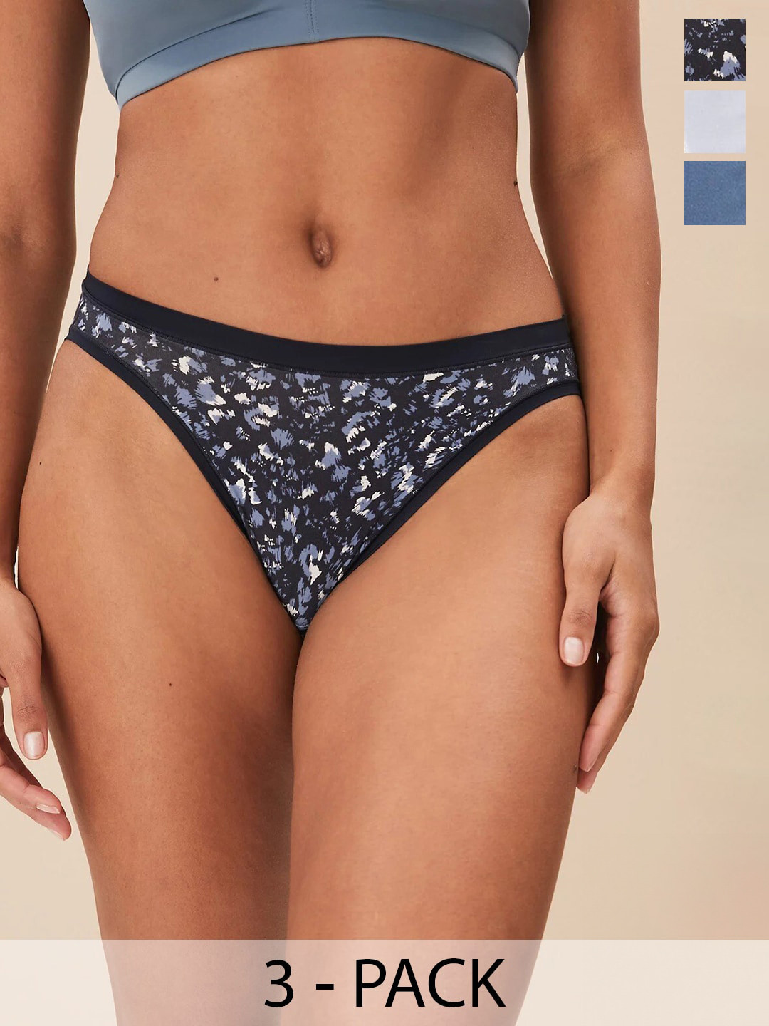 Buy Marks & Spencer Pack Of 3 Mid Rise Abstract Printed Bikini Briefs