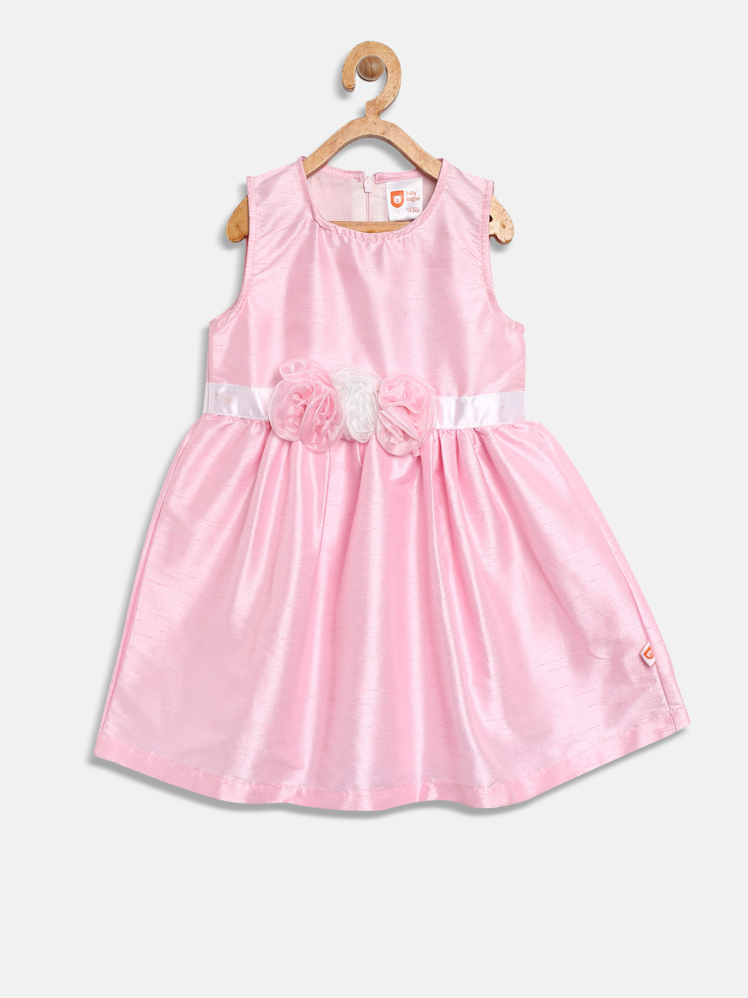 Buy Baby League Girls Pink Solid Fit & Flare Dress Dresses for Girls