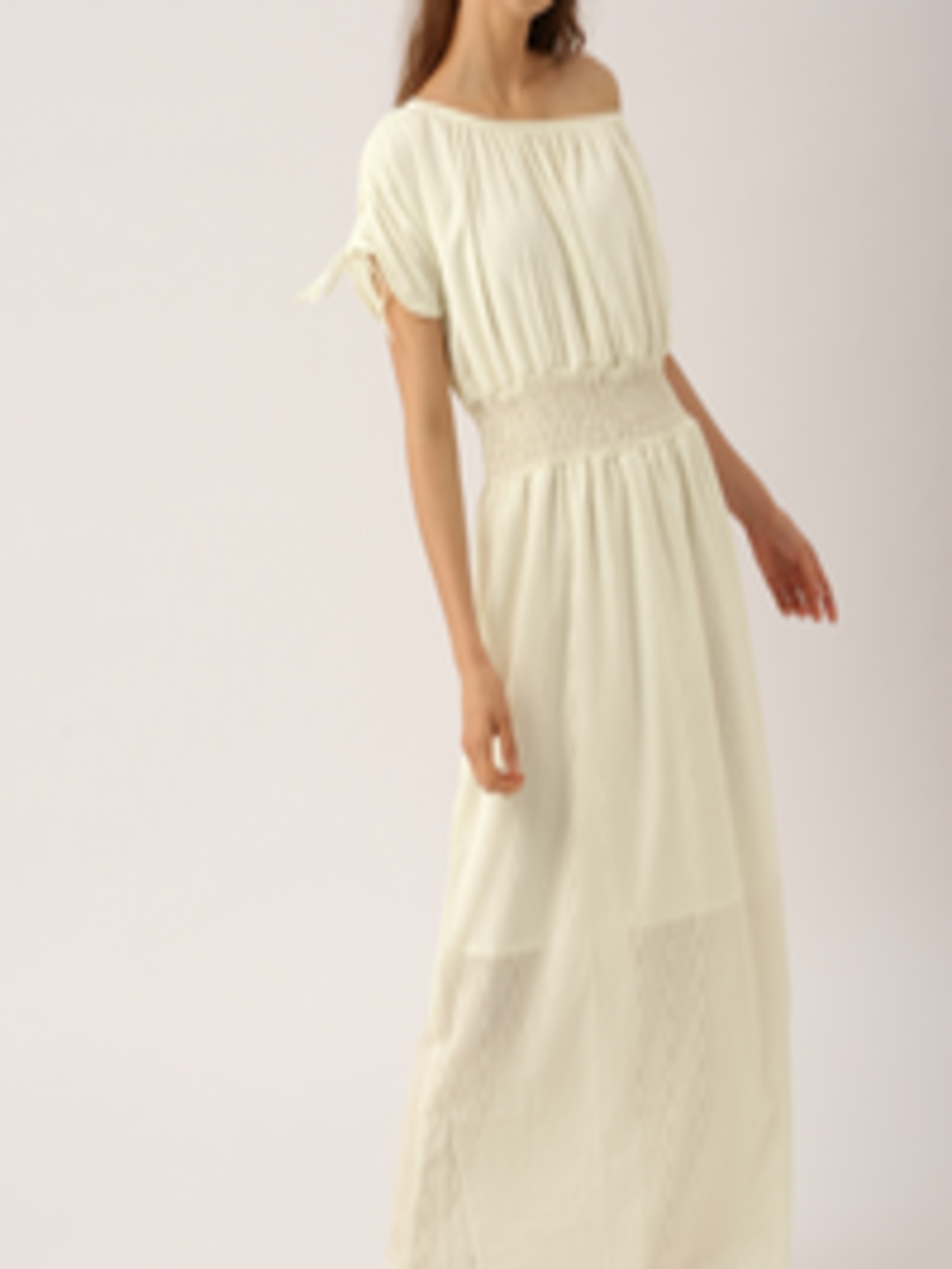 Buy DressBerry Women Off White Self Design Maxi Dress - Dresses for ...