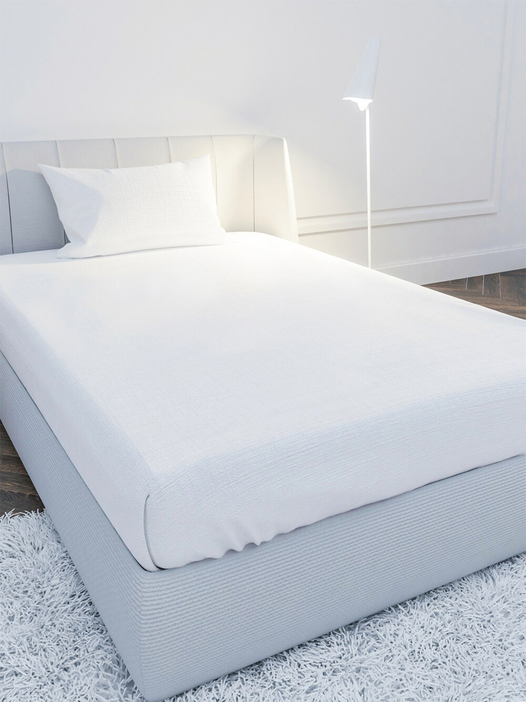 Buy MAYFAIR HOMES LONDON White 300 TC Pure Cotton Single Bedsheet With