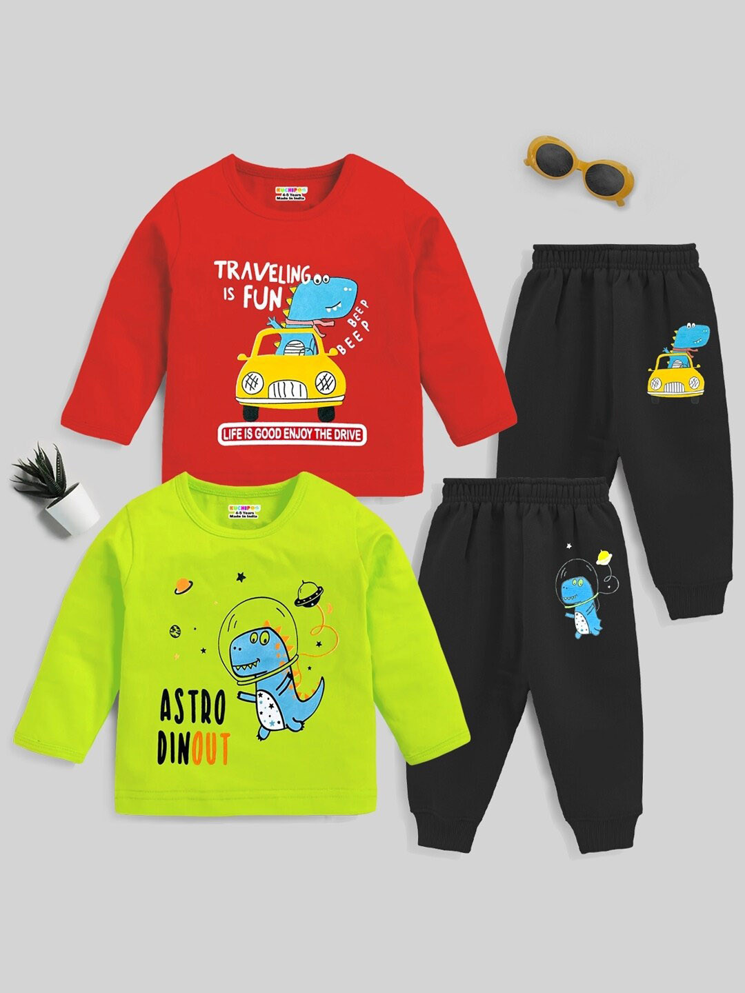Buy KUCHIPOO Boys Pack Of 2 Conversational Printed Night Suits Night buy-kuchipoo-boys-pack-of-2-conversational-printed-night-suits-night