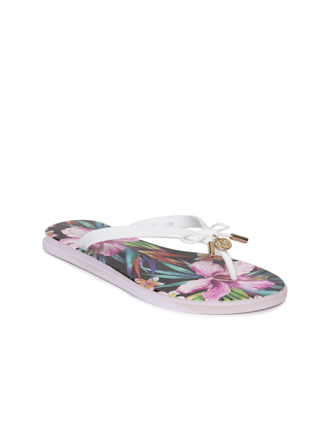 Buy Carlton London Women White & Purple Floral Print Thong Flip Flops - Flip Flops for Women 