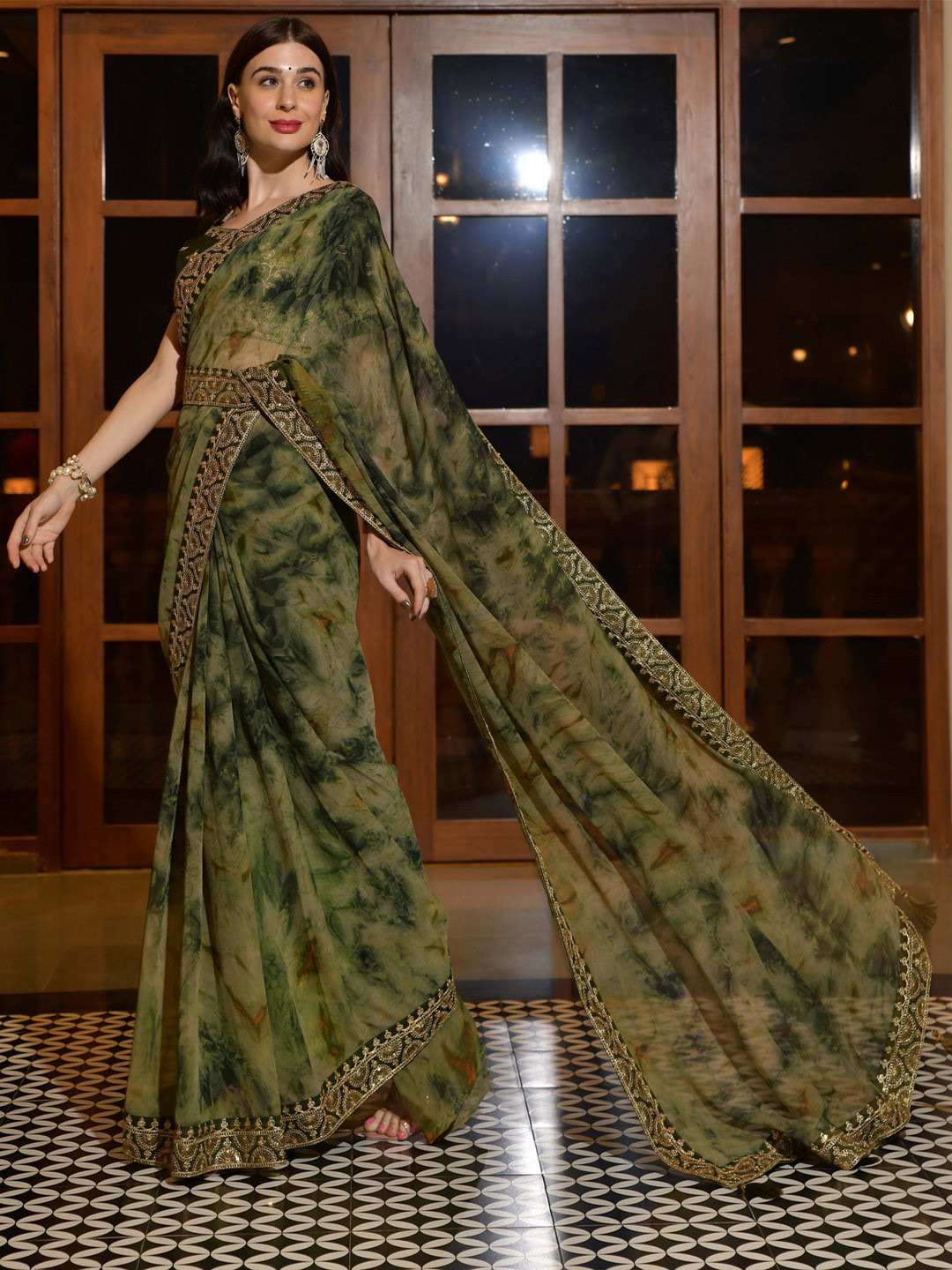 Olive Green Tie Dye Women's Skirt