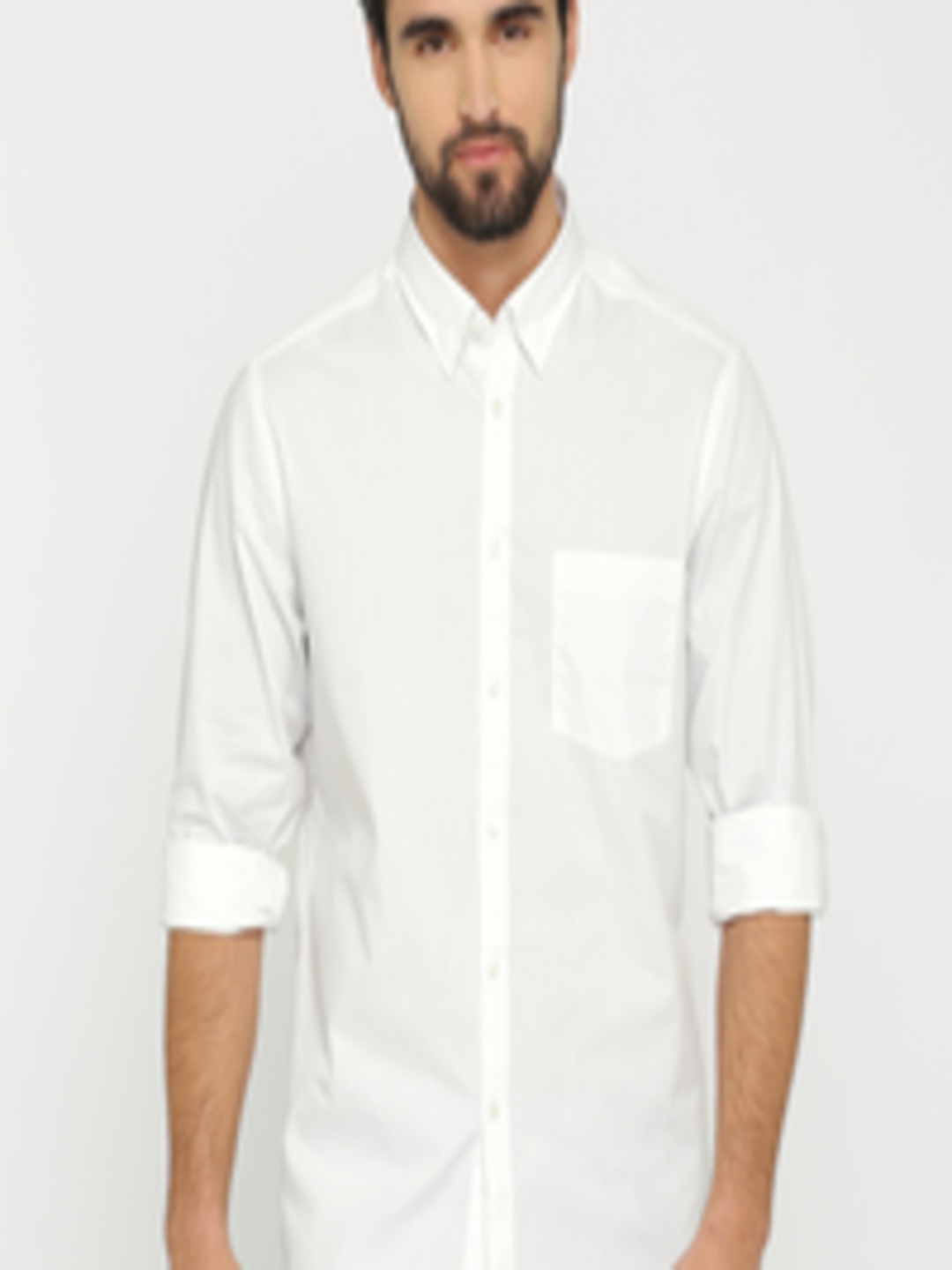 Buy Indian Terrain Men White Slim Fit Printed Casual Shirt - Shirts for ...