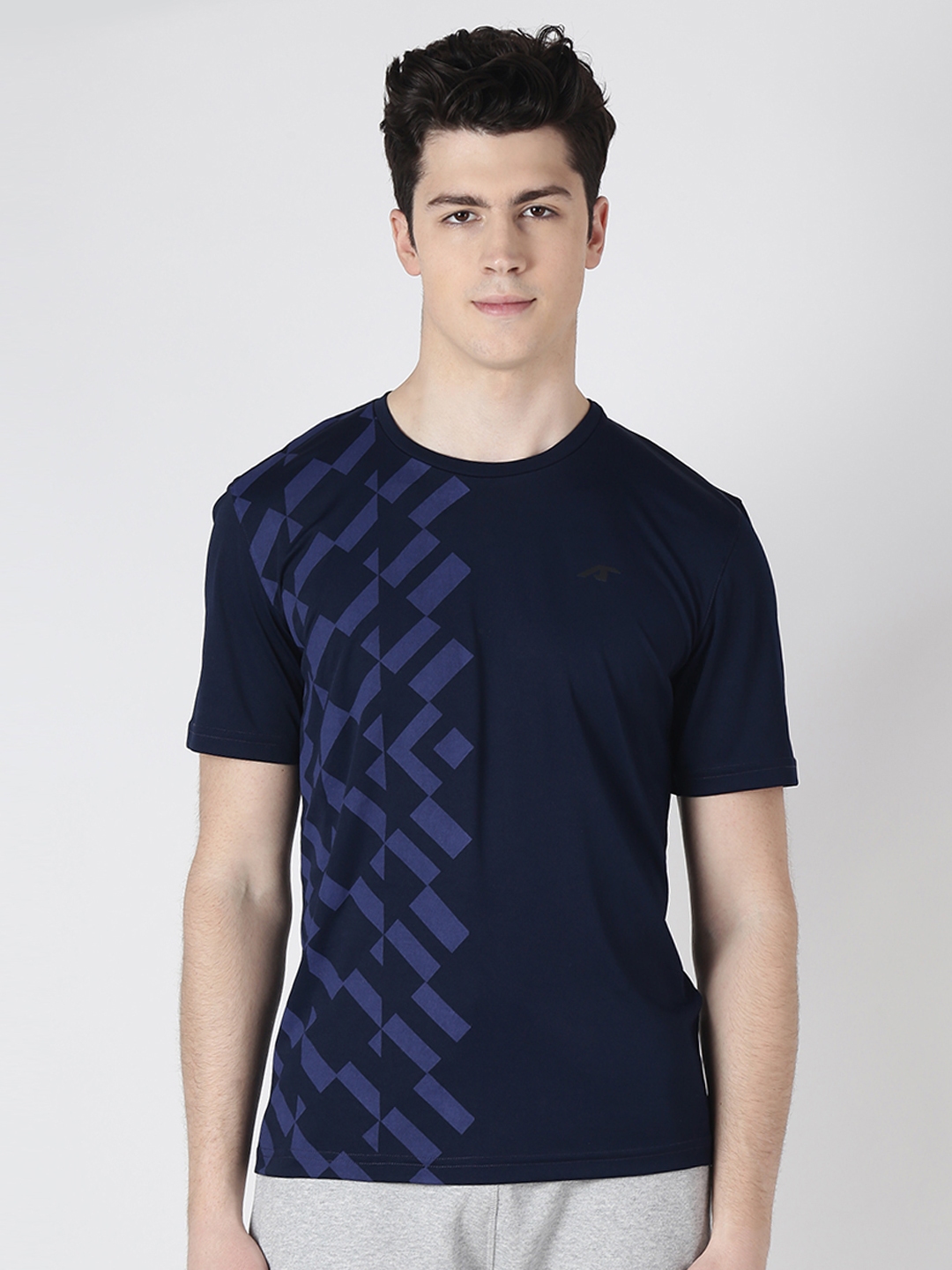 Buy Alcis Men Navy Blue Printed Round Neck T Shirt - Tshirts for Men ...