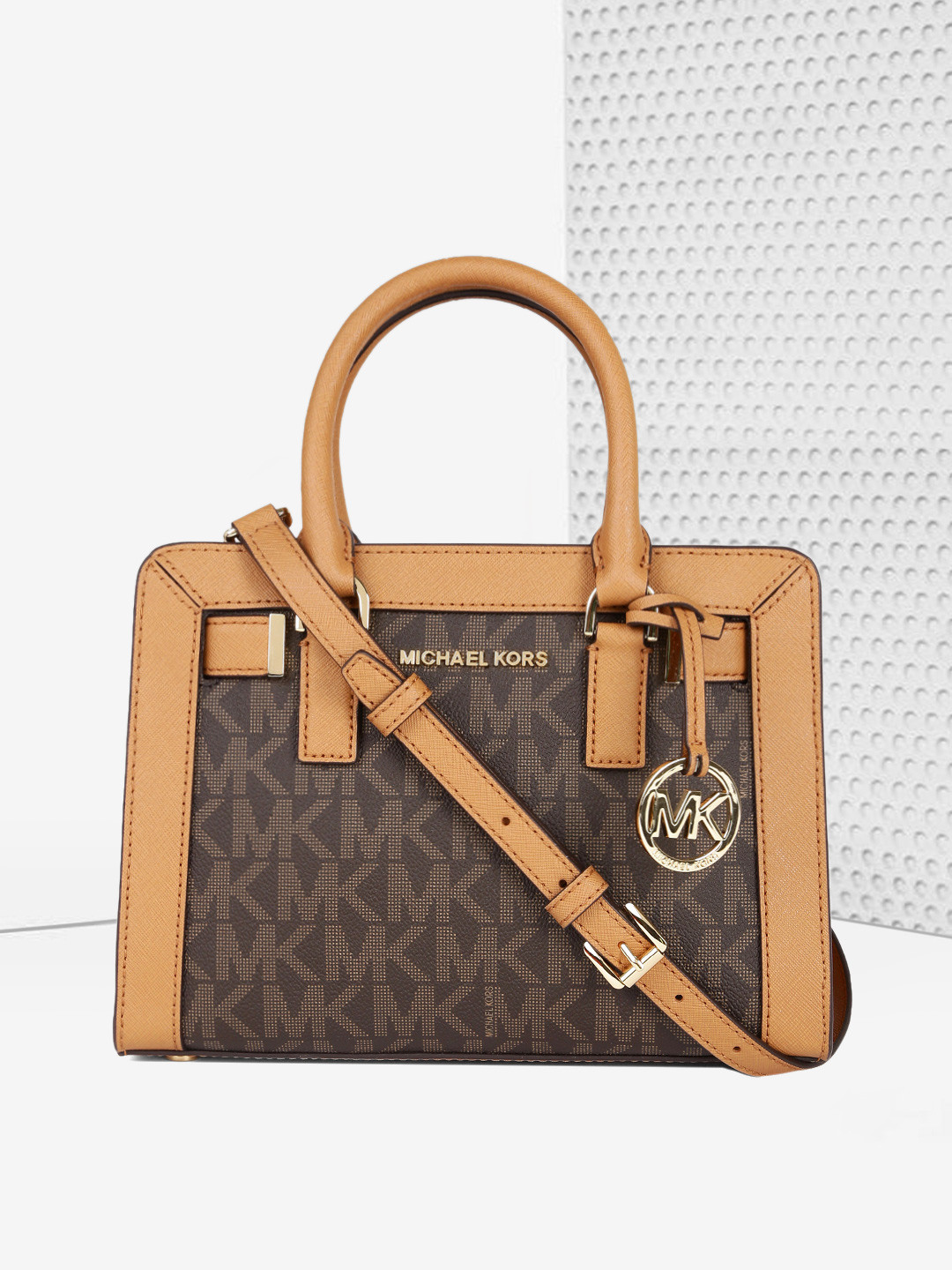 Buy Michael Kors Brown Printed Dillon Monogram Leather Handheld Bag