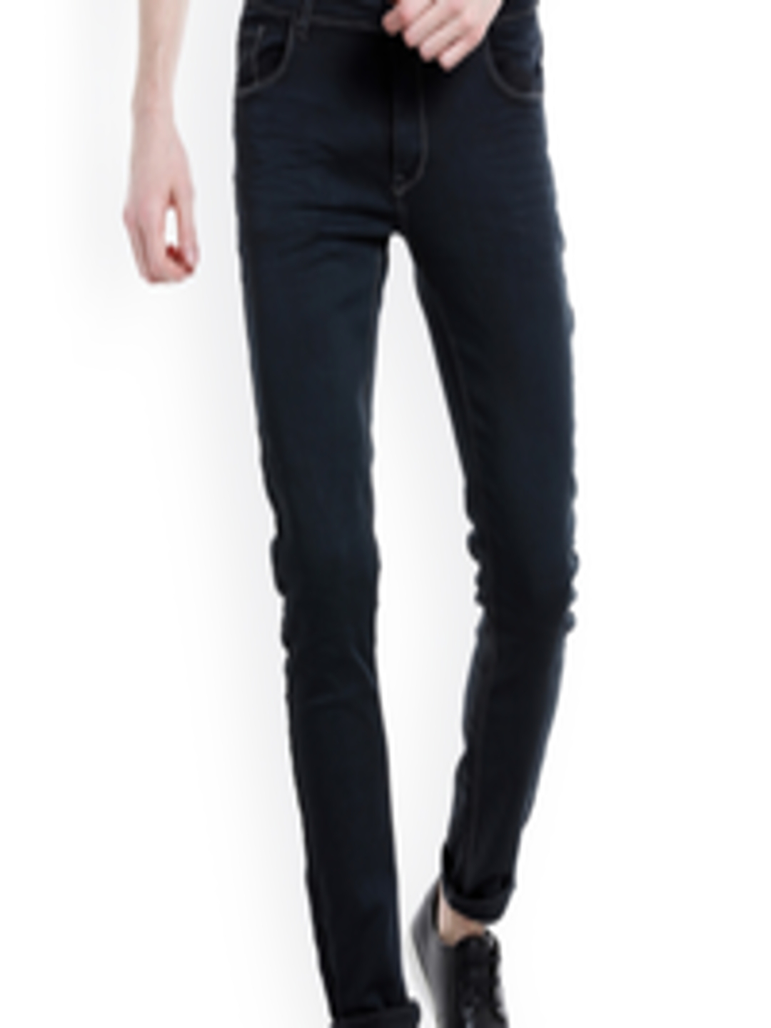 Buy Rex Straut Jeans Men Navy Blue Slim Fit Mid Rise Clean Look ...